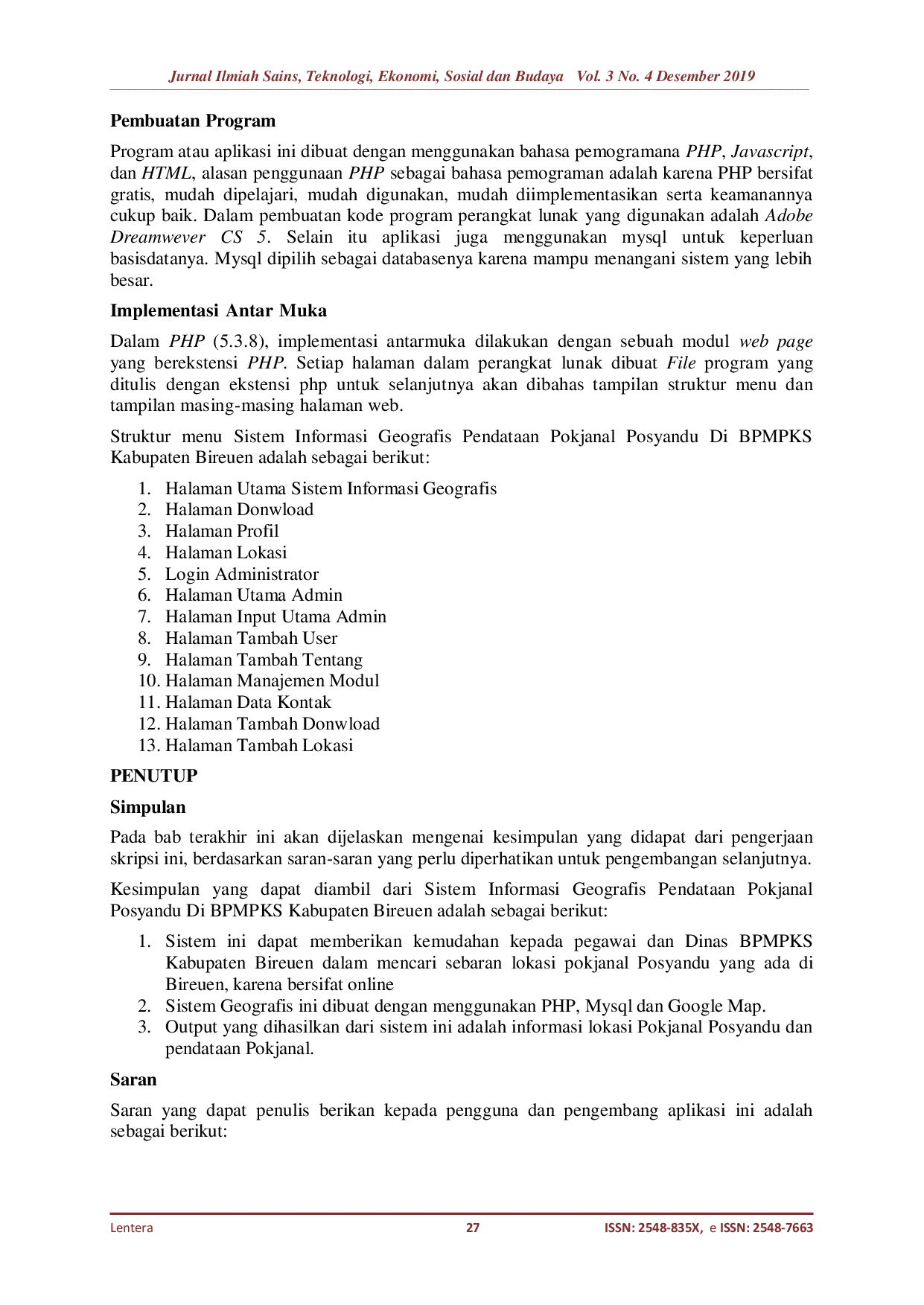 JURIS Sistem Informasi Geografis Pendataan Pokjanal Posyandu Di BPMPKS Kabupaten Bireuen