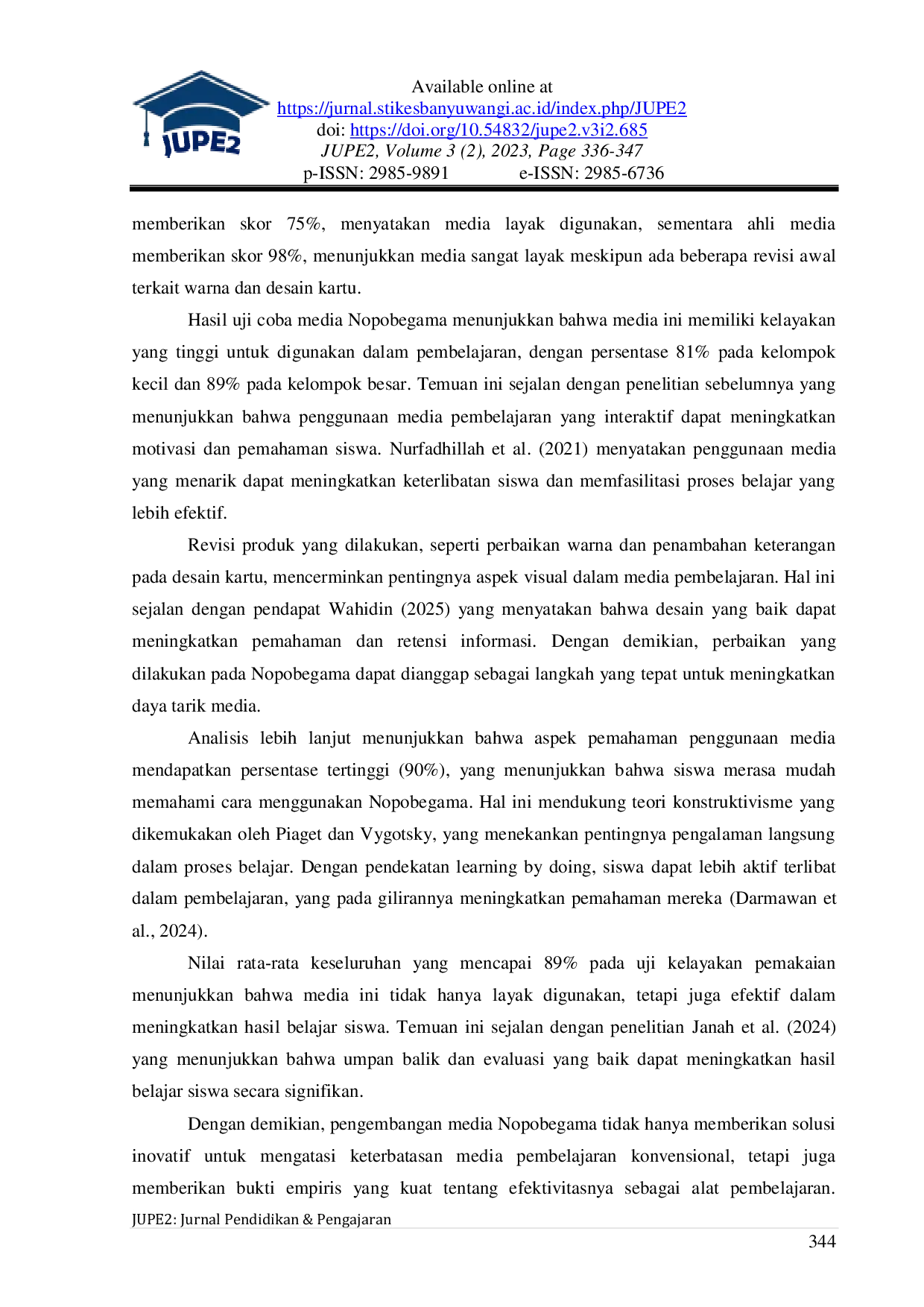 JURIS Pengembangan Media Pembelajaran Nopobegama Pada Siswa Kelas IV Sekolah Dasar