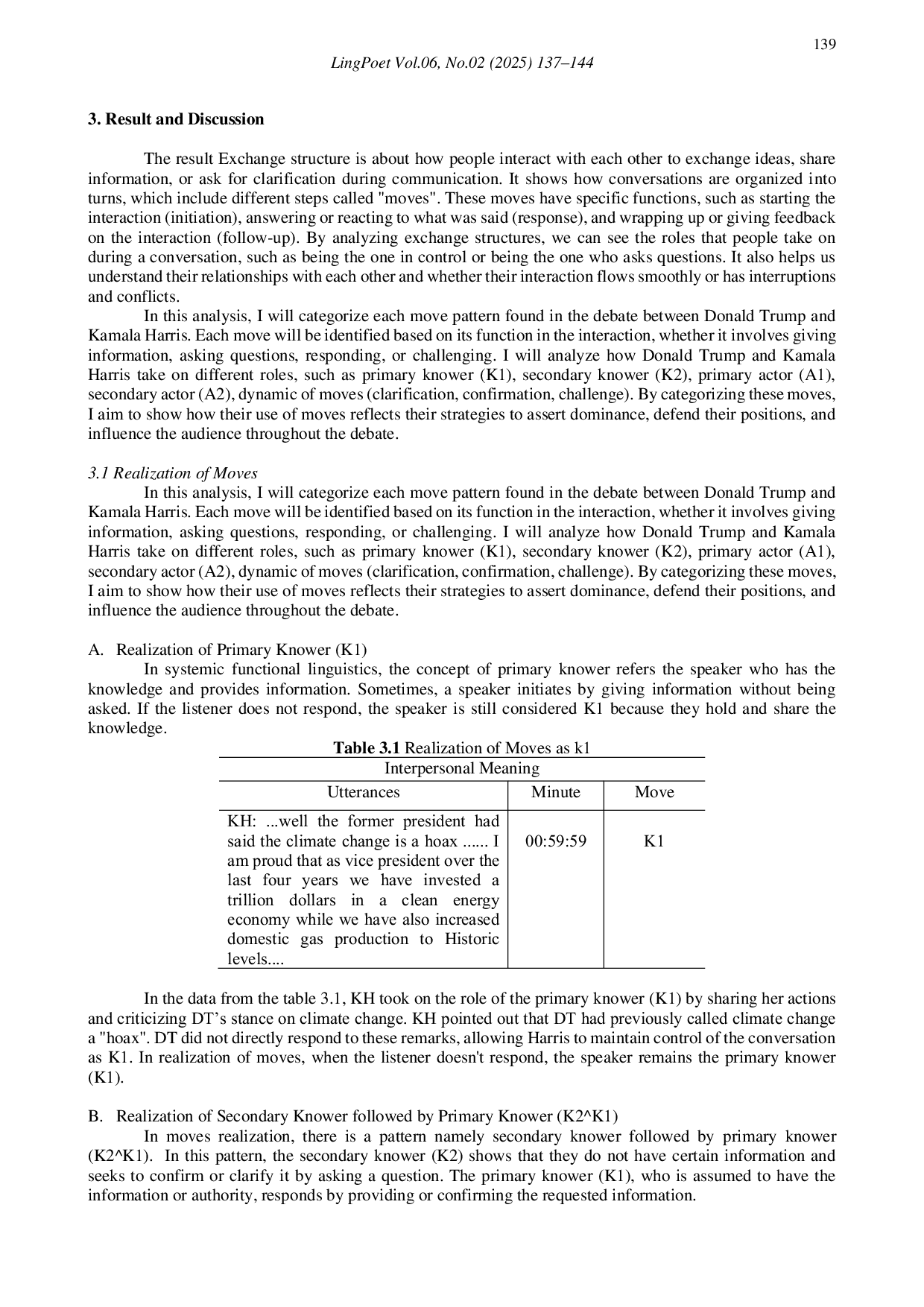 JURIS Exchange Structure in The United States Presidential Election Debate 2024 Donald Trump and Kamala Harris
