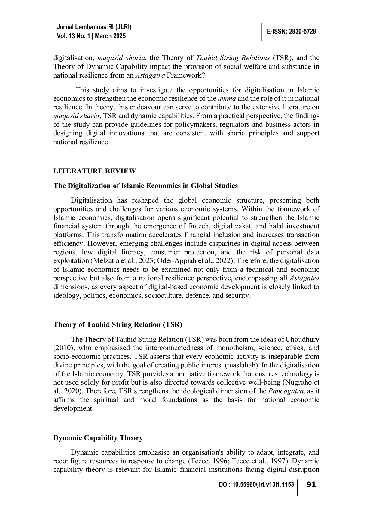 JURIS Digitalisation of Islamic Economy and Maqasid Sharia for Social Resilience and Welfare