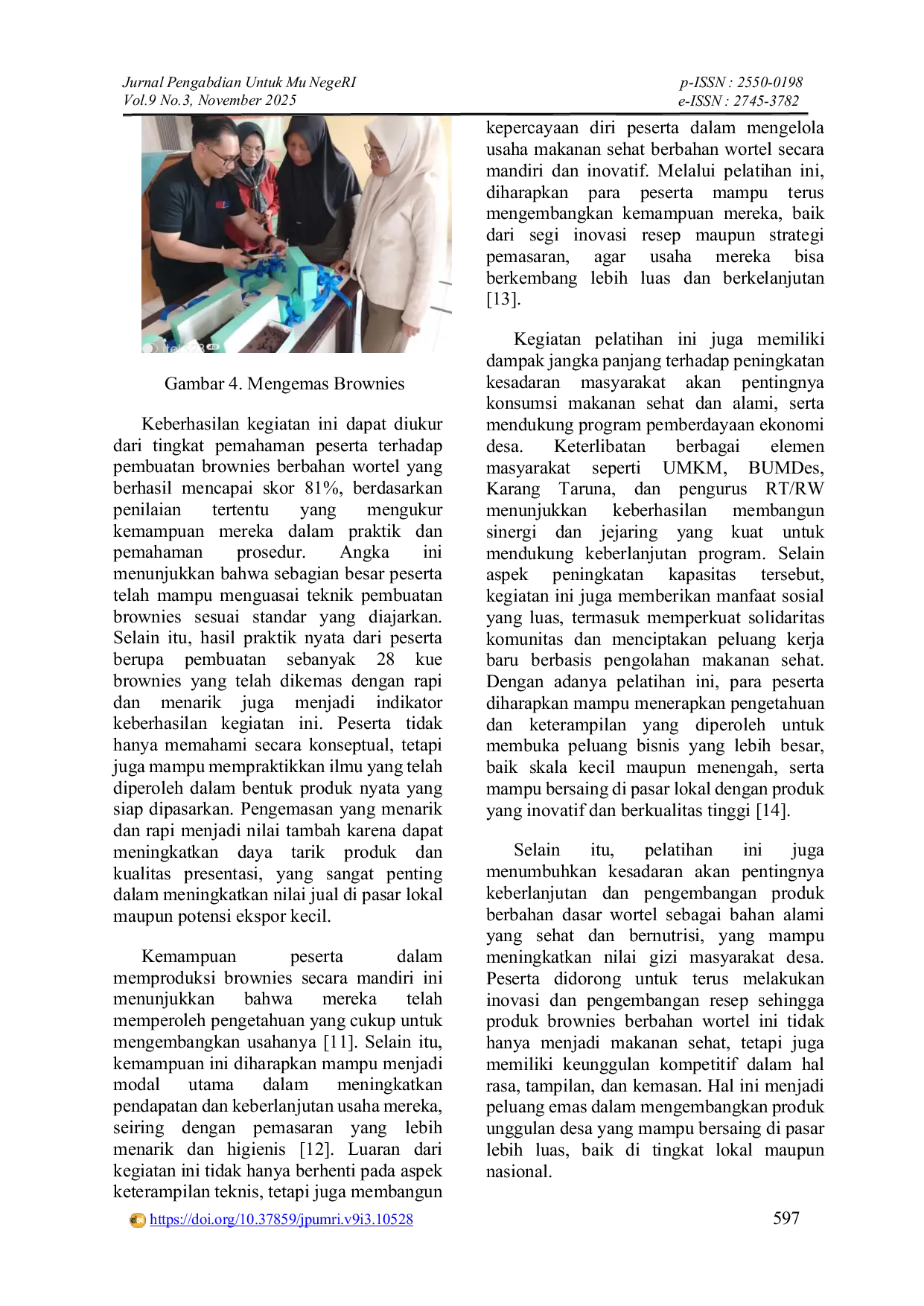 JURIS Pelatihan Pembuatan Makanan Sehat Brownies Berbahan Dasar Wortel Untuk Peningkatan UMKM Desa Sindangjaya Cianjur Jawa Barat