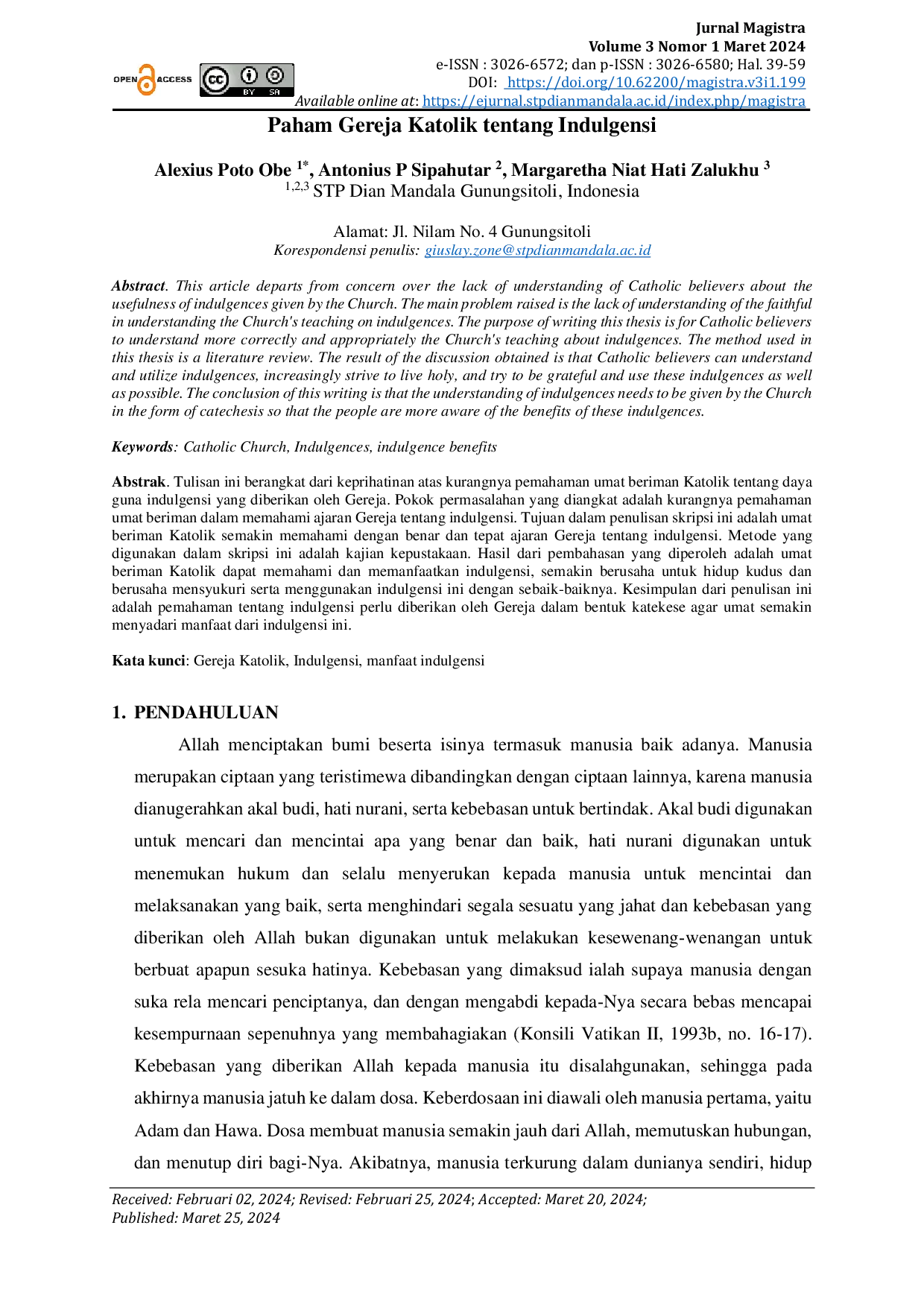 JURIS Paham Gereja Katolik tentang Indulgensi