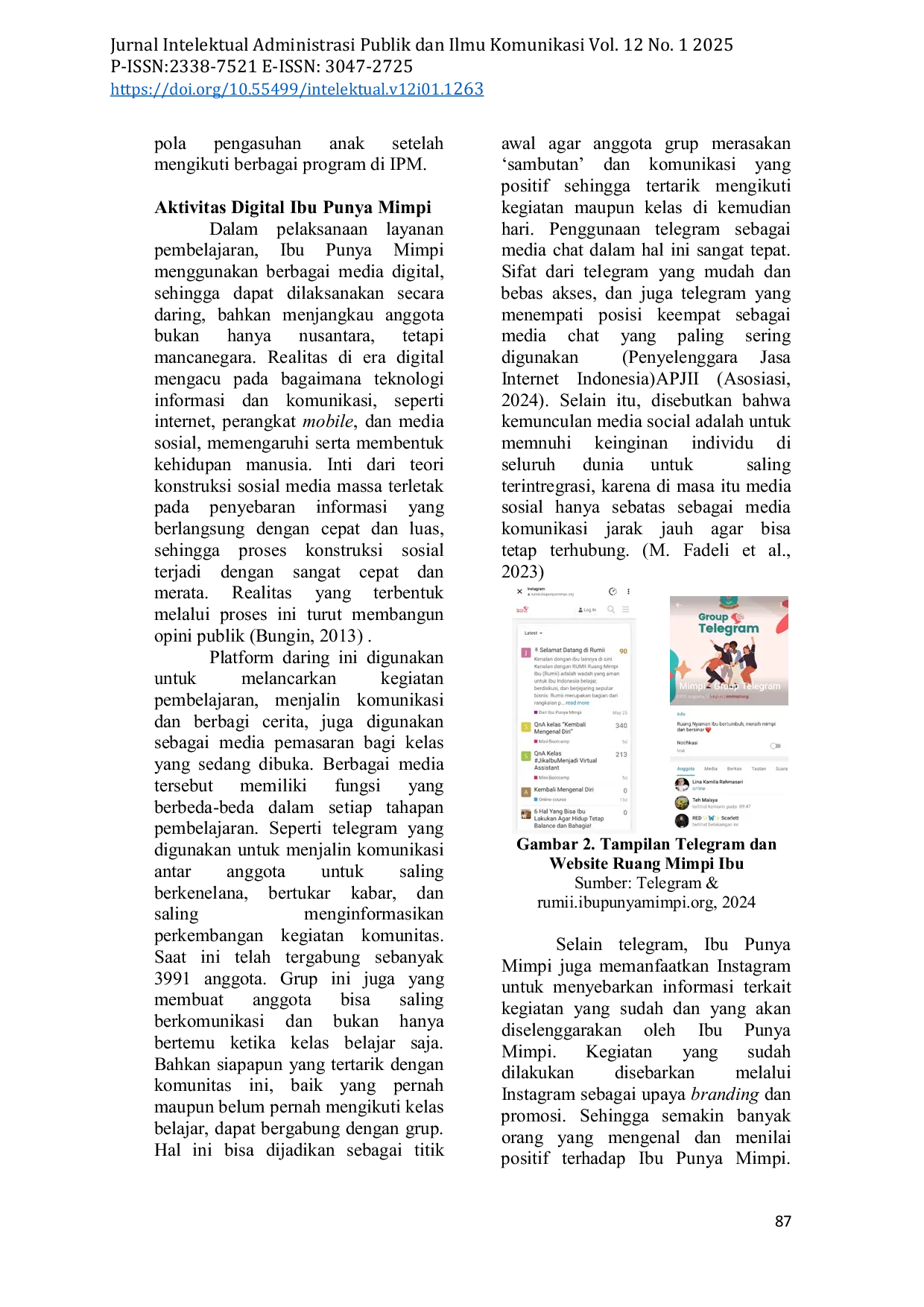 JURIS Women Support Women dan Transformasi Digital Konstruksi Realitas Sosial pada Komunitas Daring Ibu Punya Mimpi