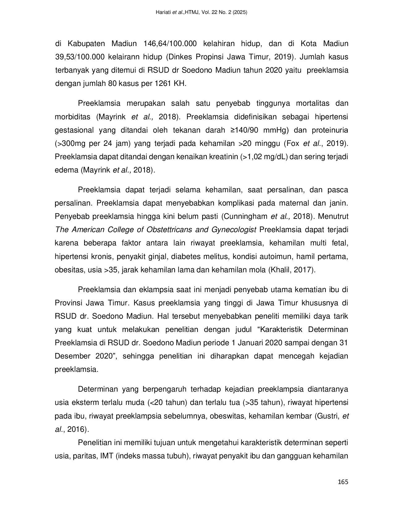 JURIS Karakteristik Determinan Preeklamsia di RSUD dr Soedono Madiun