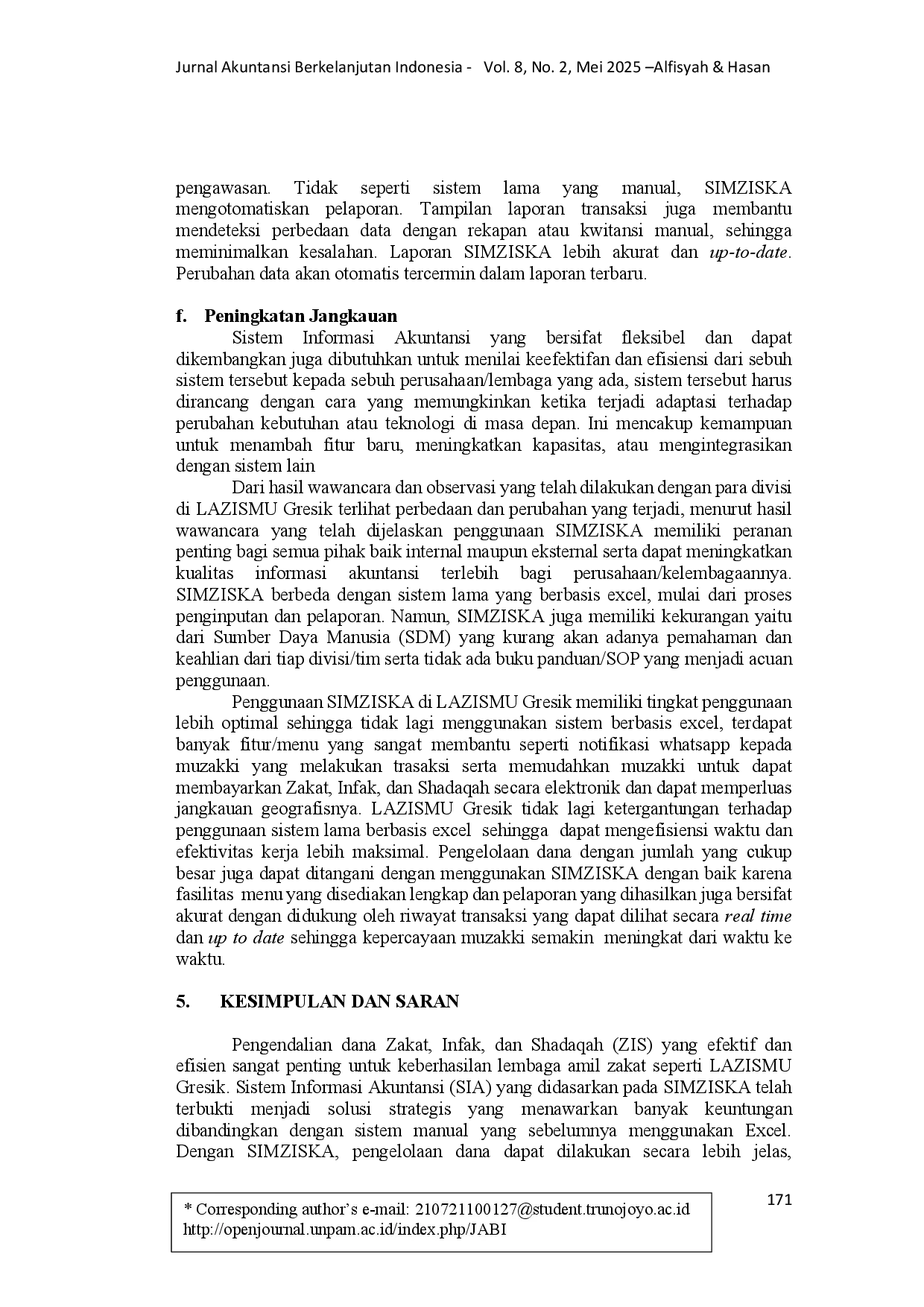 juris Manajemen Pengelolaan Dana ZIS pada LAZISMU Gresik Analisis Efisiensi Efektivitas dan Kepercayaan Muzakki melalui SIMZISKA