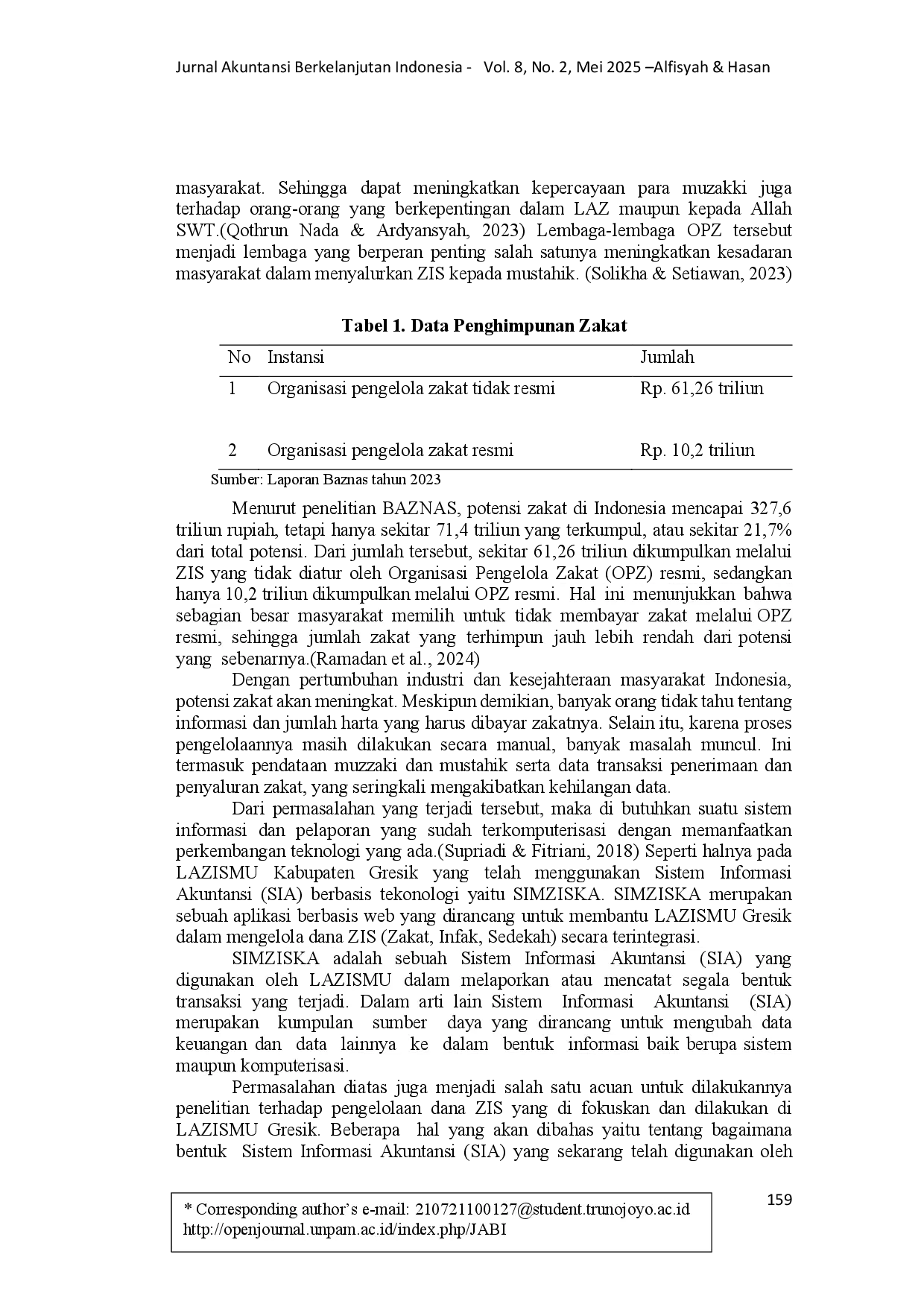 juris Manajemen Pengelolaan Dana ZIS pada LAZISMU Gresik Analisis Efisiensi Efektivitas dan Kepercayaan Muzakki melalui SIMZISKA