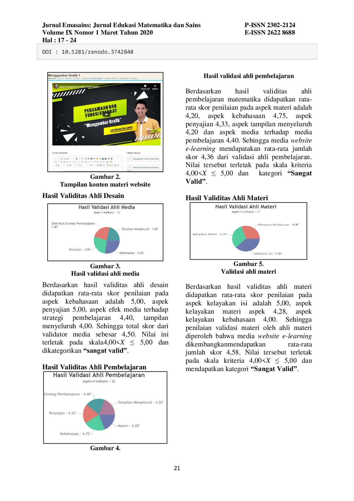 JURIS Development Of Web Based E Learning Media On Equation Materials And Quadratic Function