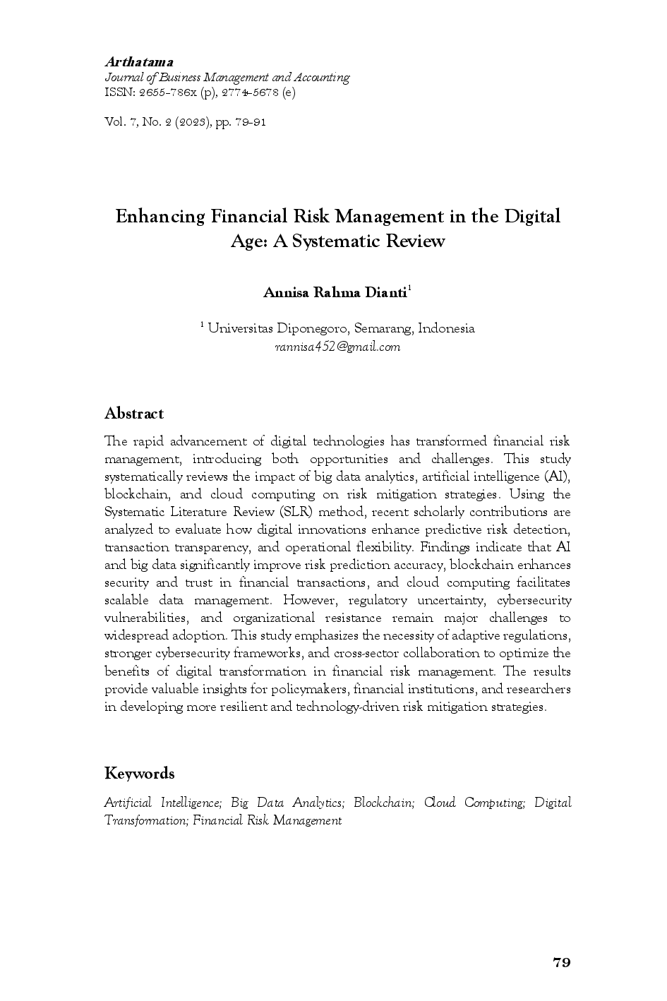 juris Enhancing Financial Risk Management in the Digital Age A Systematic Review