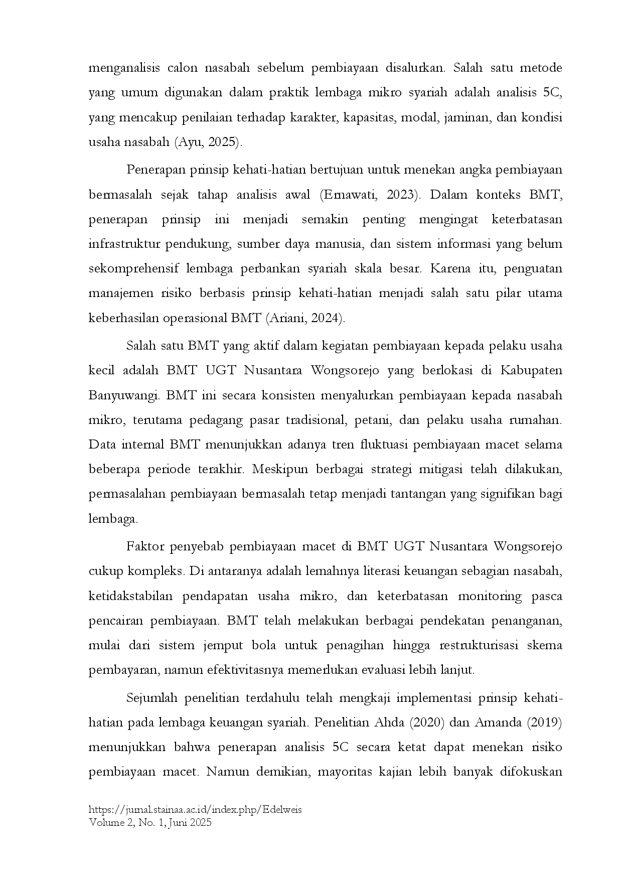 juris Prudential Principle Implementation for Mitigating Non Performing Financing at BMT UGT Nusantara