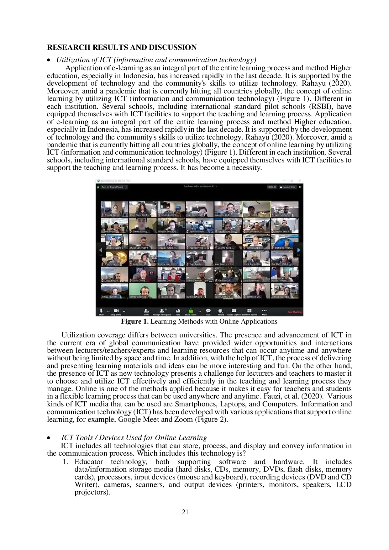 JURIS Information and Communication Technology in Online Learning Process