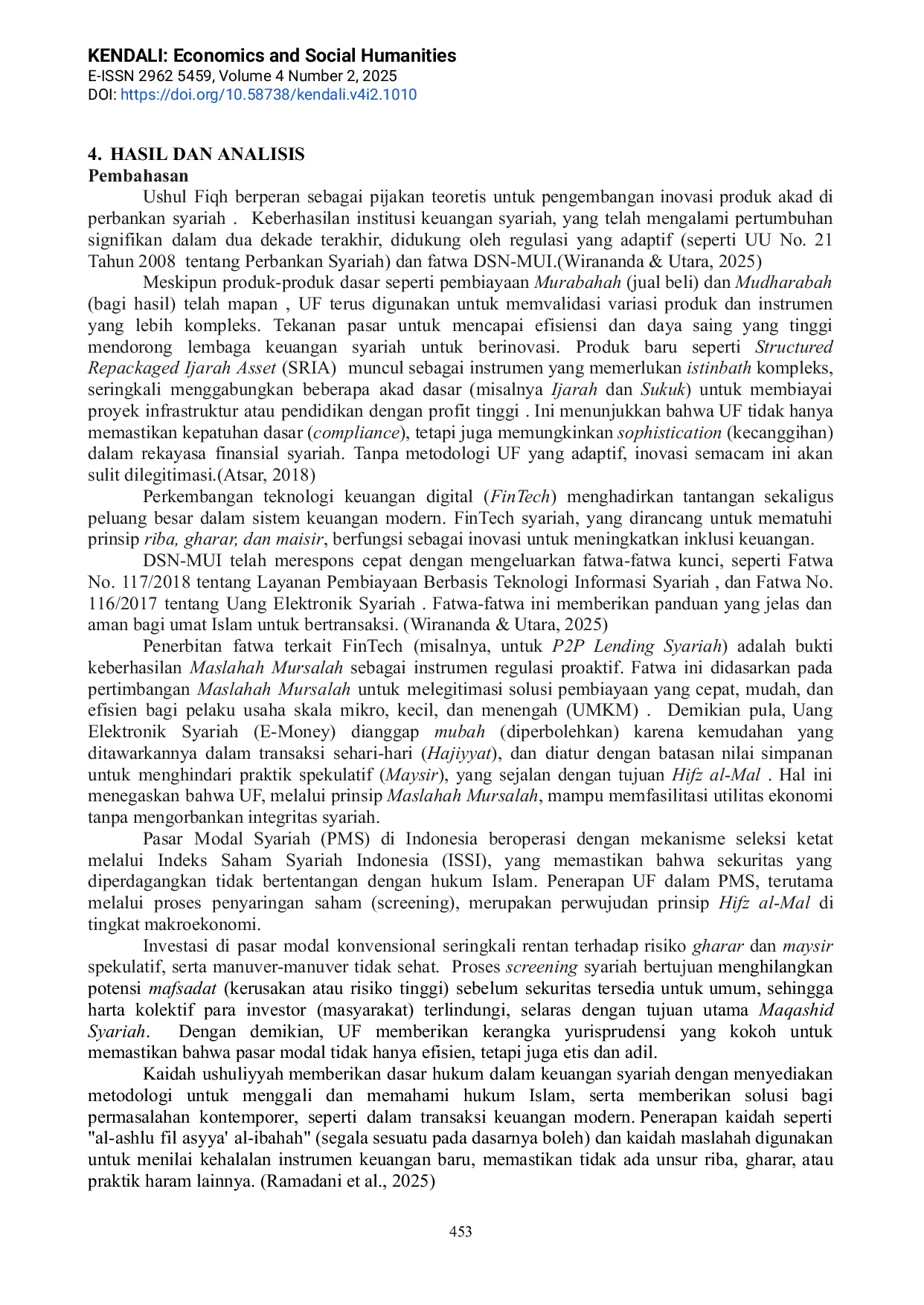 JURIS Kontribusi Ushul Fiqh Terhadap Tantangan Keuangan Syariah