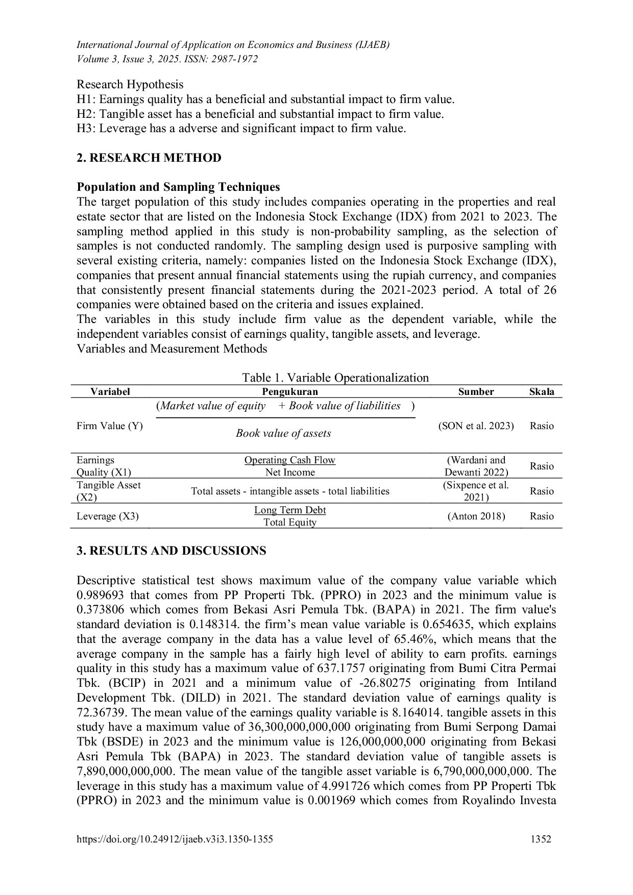 JURIS The Factors Effecting Firm Value Evidence From Indonesia