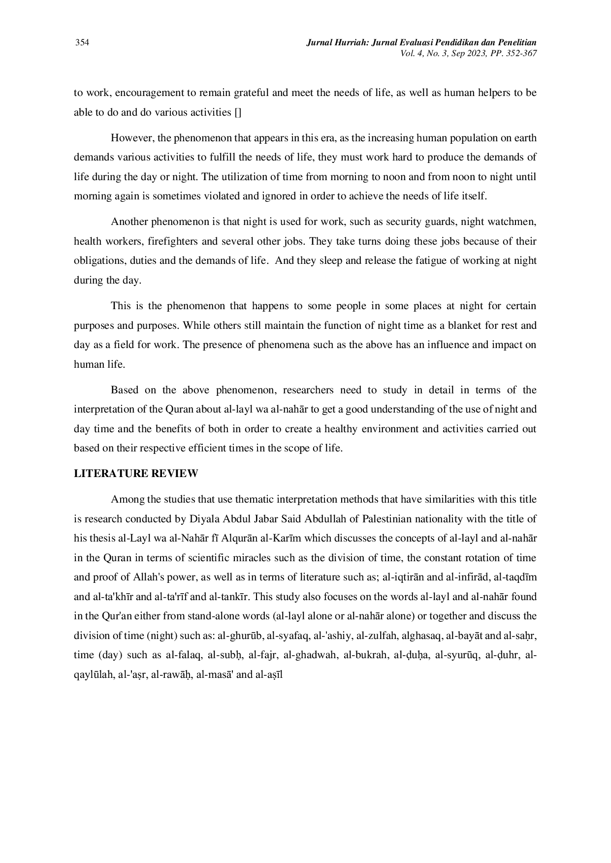 JURIS The Concept Of The Night And The Day In The Quran
