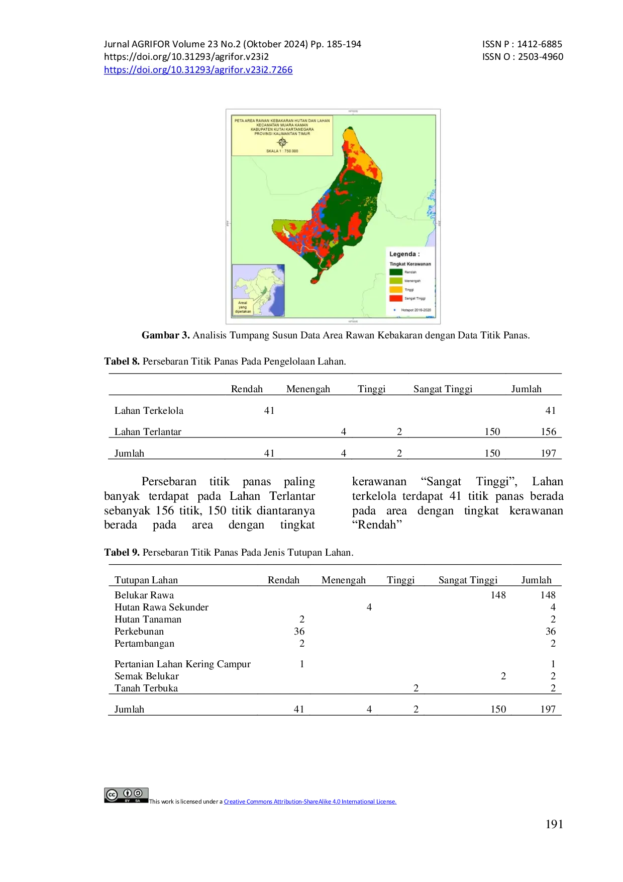JURIS Identifikasi Area Rawan Kebakaran Lahan Di Kecamatan Muara Kaman Kabupaten Kutai Kartanegara Menggunakan Aplikasi Sistem Informasi Geografis