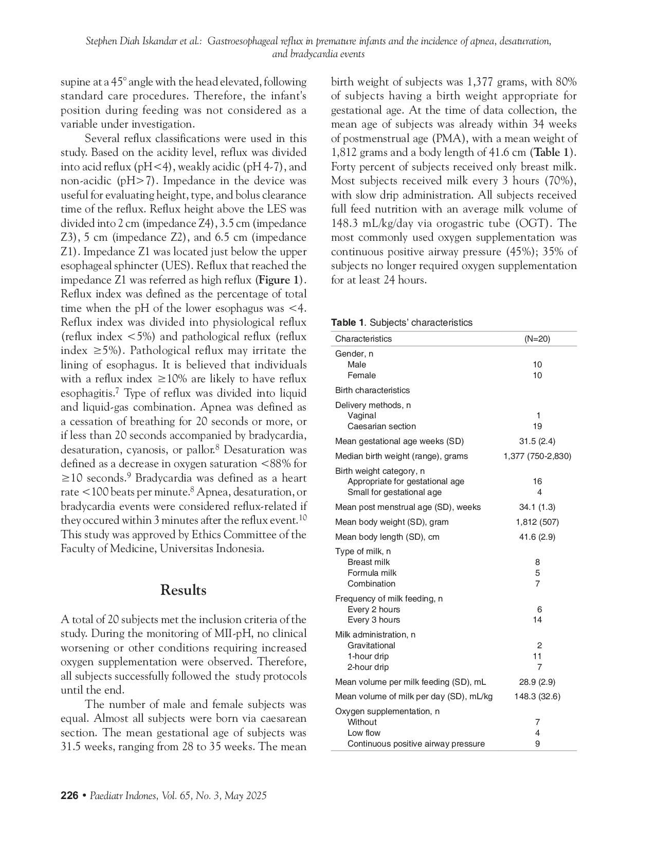JURIS Gastroesophageal reflux in premature infants and the incidence of apnea desaturation and bradycardia events