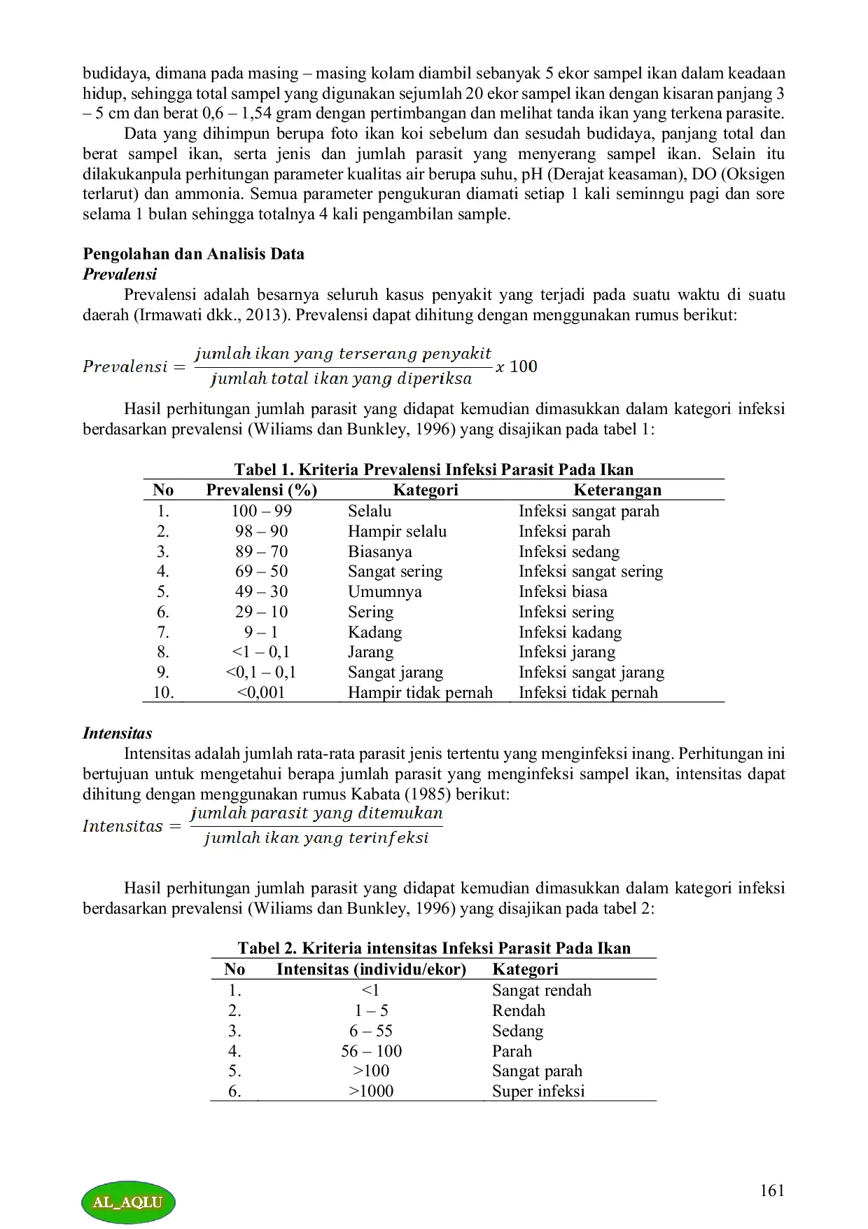 JURIS IDENTIFIKASI EKTOPARASIT PADA IKAN KOI CYPRINUS RUBROFUSCUS HASIL BUDIDAYA Identification Of Ectoparasites In Cultured Koi Fish Cyprinus rubrofuscus