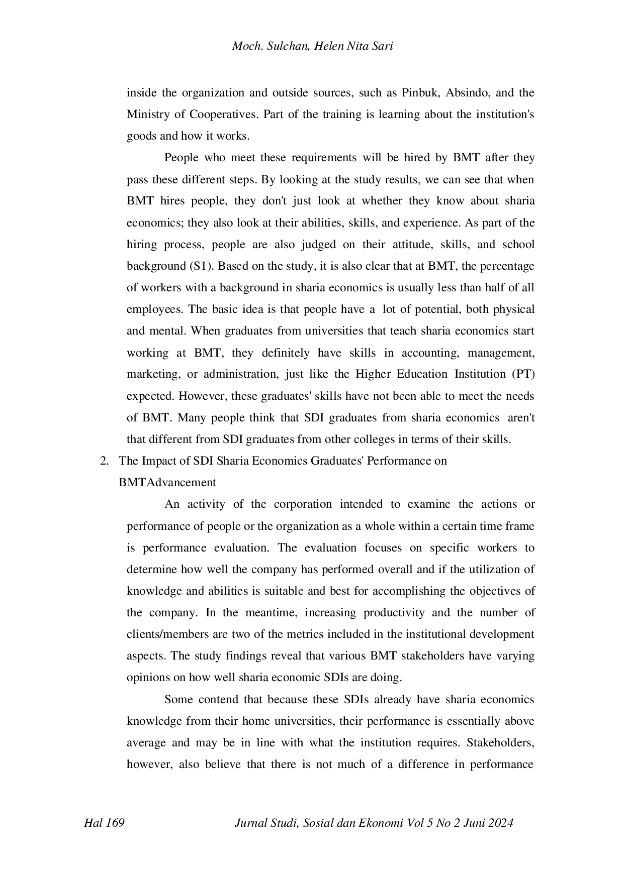 juris The contribution of human resources from graduates of Sharia Economics Science Colleges to the stakeholders of Baitul Maal wa Tamwil in Tulungagung