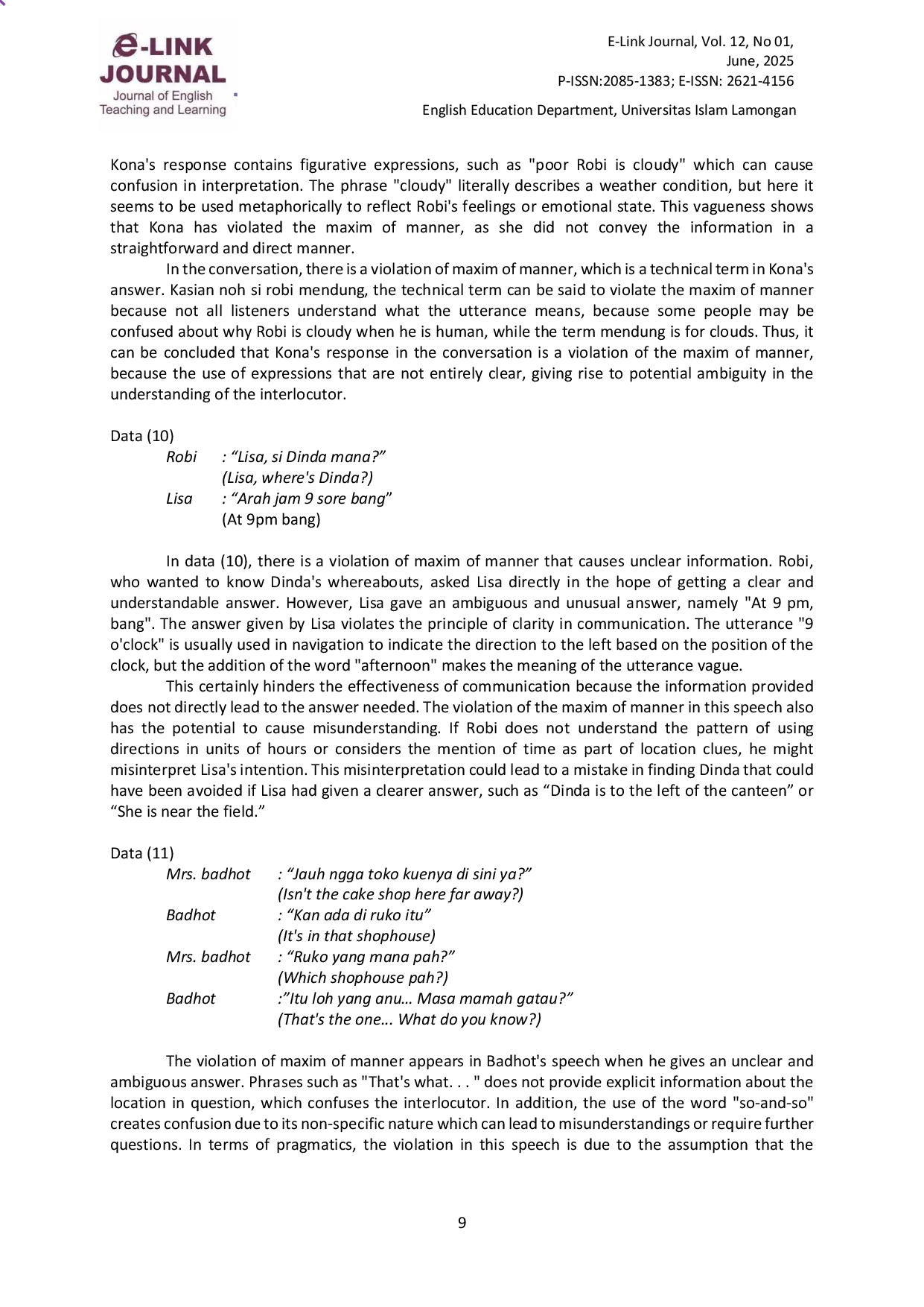 juris A Pragmatic Analysis of Maxim Violations in Animated Conversations on the Dhot Design Channel