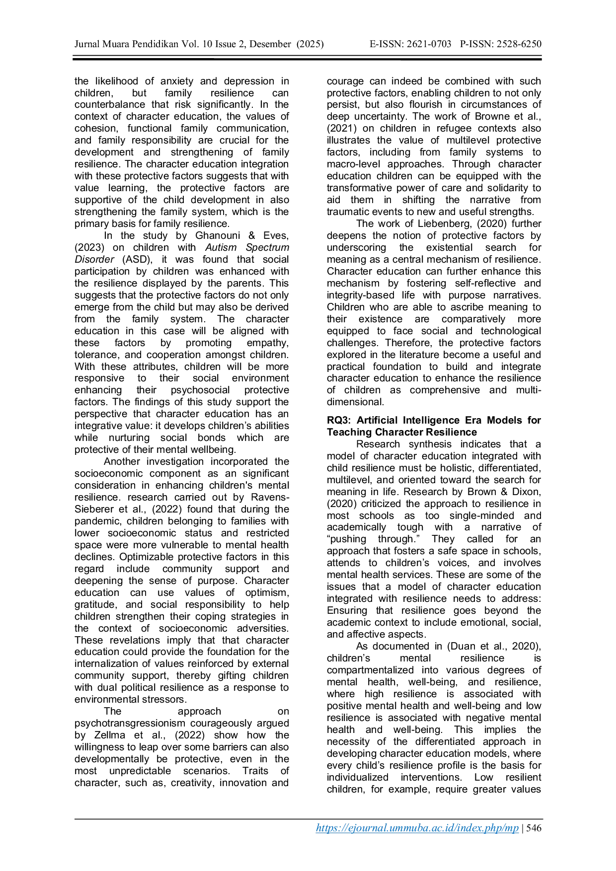 JURIS CHARACTER EDUCATION FOR MENTAL RESILIENCE A SYSTEMATIC LITERATURE REVIEW ON CHILDREN S WELL BEING IN THE AI ERA