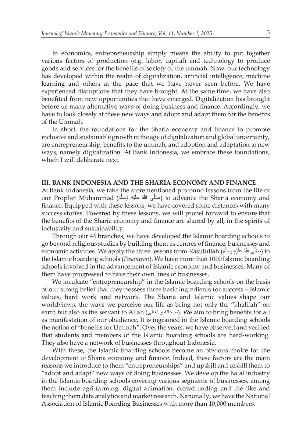 JURIS Promoting Inclusive and Sustainable Growth with Sharia Economy Amid the Age of Digitalization and Global Uncertainty