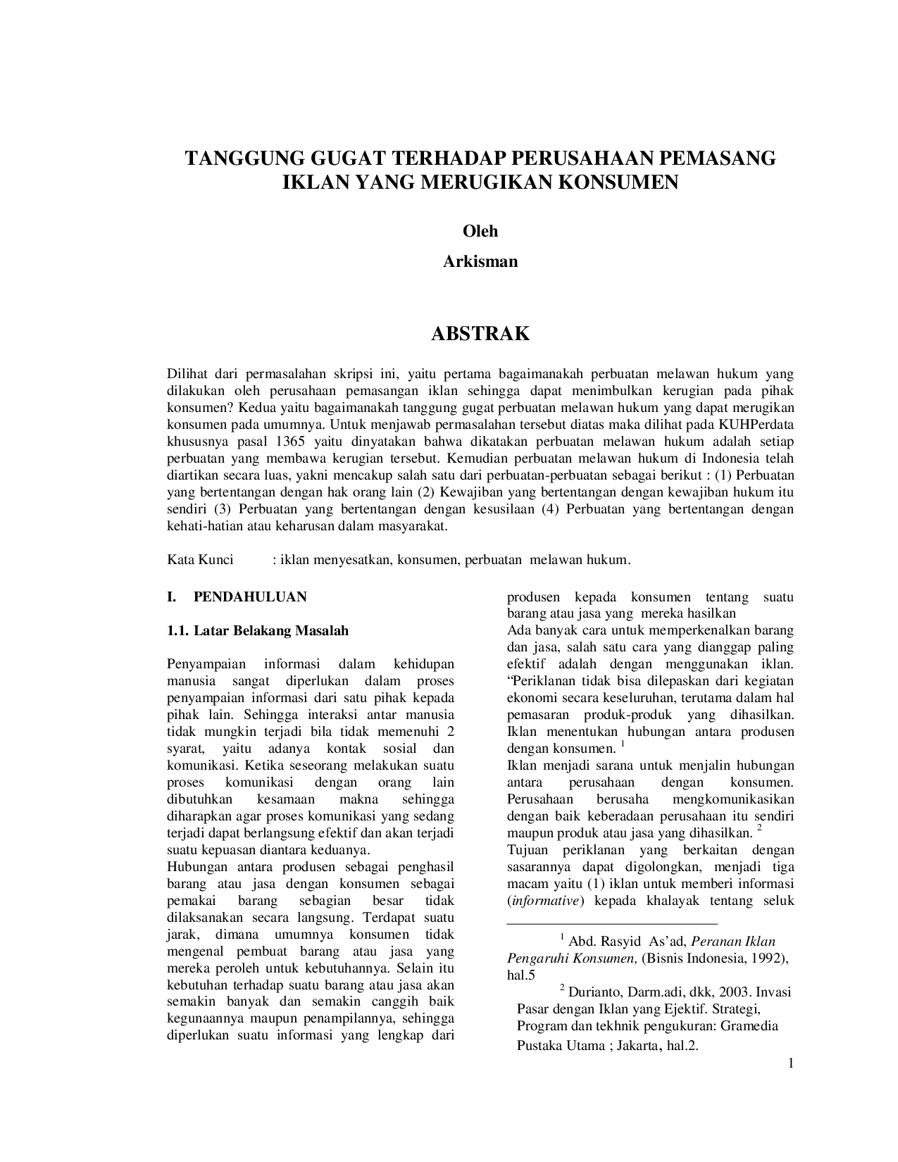 JURIS Tanggung Gugat Terhadap Perusahaan Pemasang Iklan Yang Merugikan Konsumen