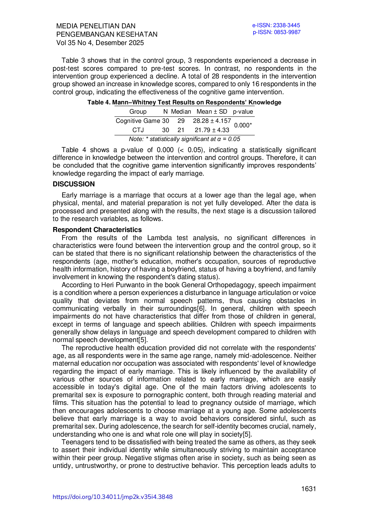 JURIS Metode Game Kognitif Proaktif pada Penyandang Disabilitas untuk Mencegah Pernikahan Dini di Kota Bogor