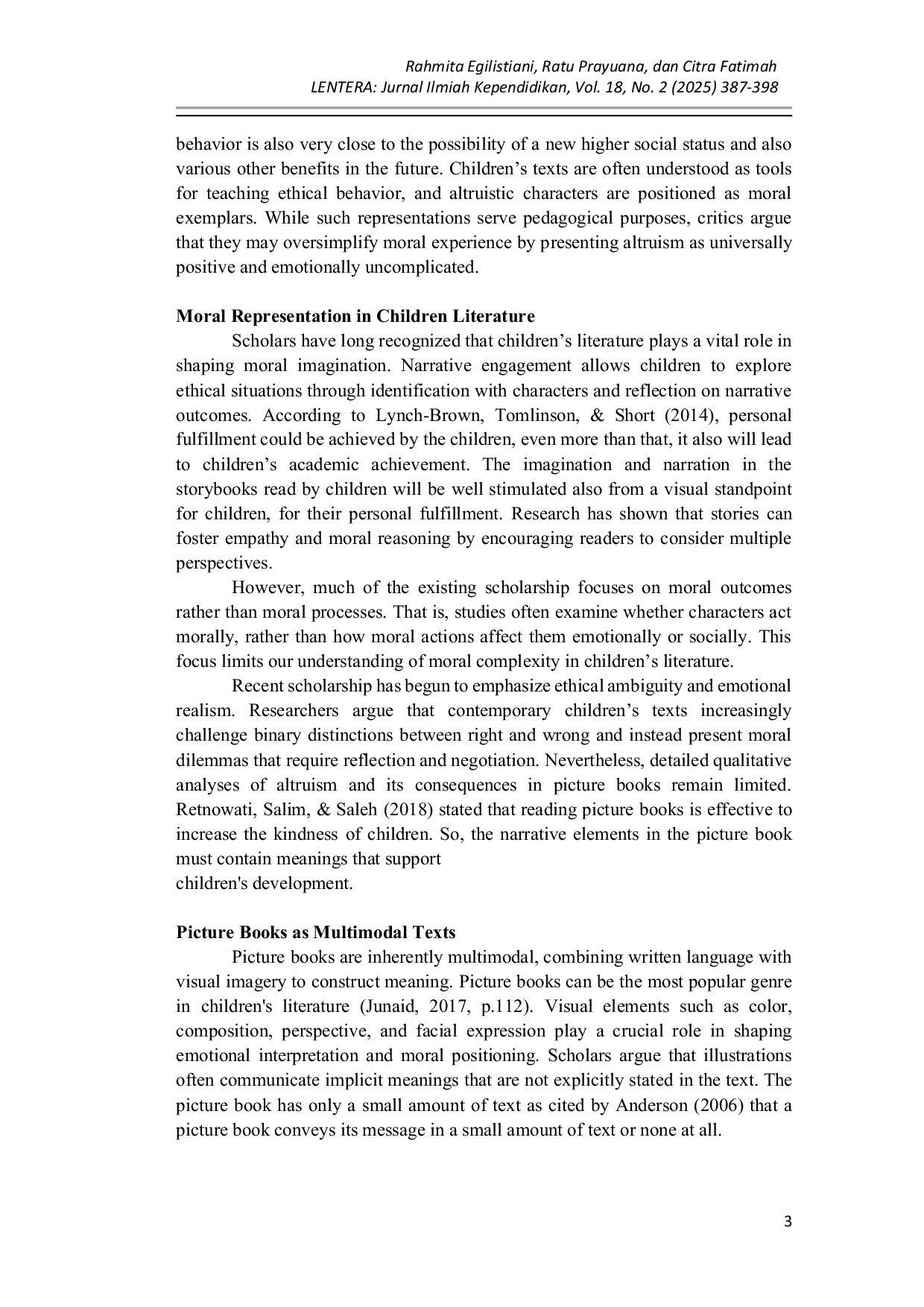 JURIS The Consequences of Altruistic Behavior in Three Selected Picture Books