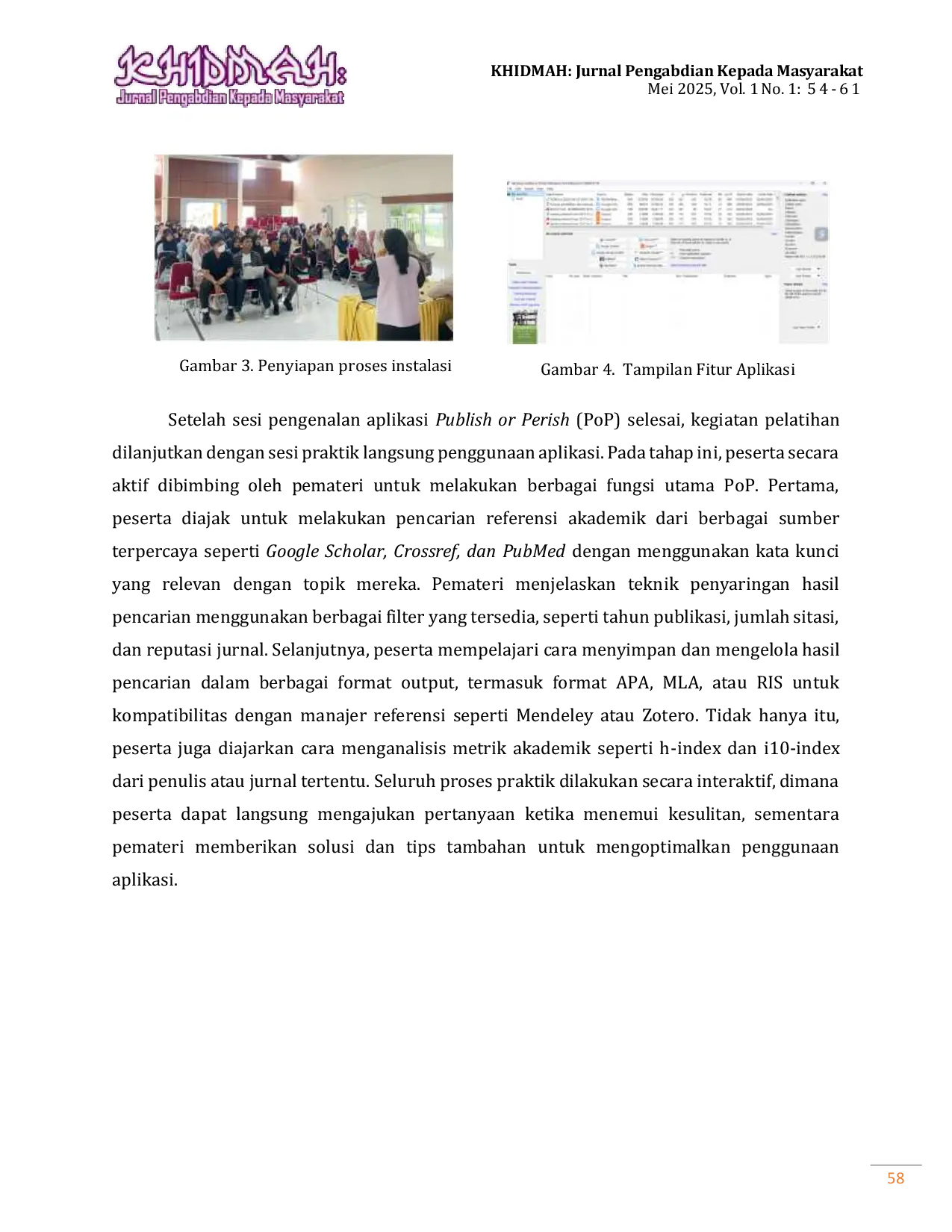 JURIS Pelatihan Pengunaan Aplikasi Publish or Perish PoP Sebagai Upaya Meningkatkan Kualitas Referensi dalam Penulisan Karya Tulis Ilmiah Mahasiswa