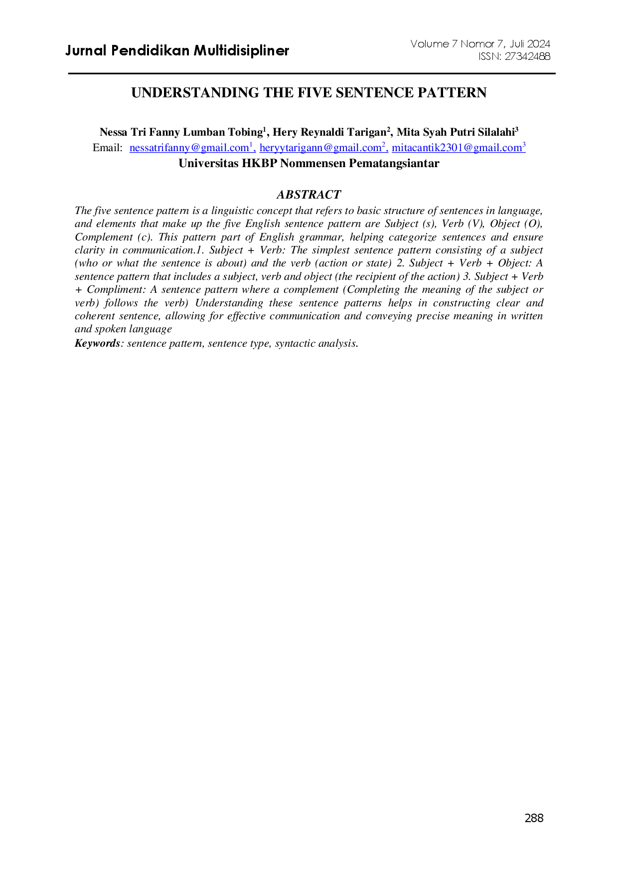 juris Understanding The Five Sentence Pattern