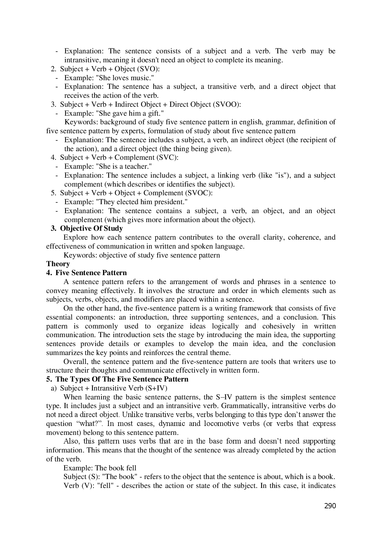 juris Understanding The Five Sentence Pattern