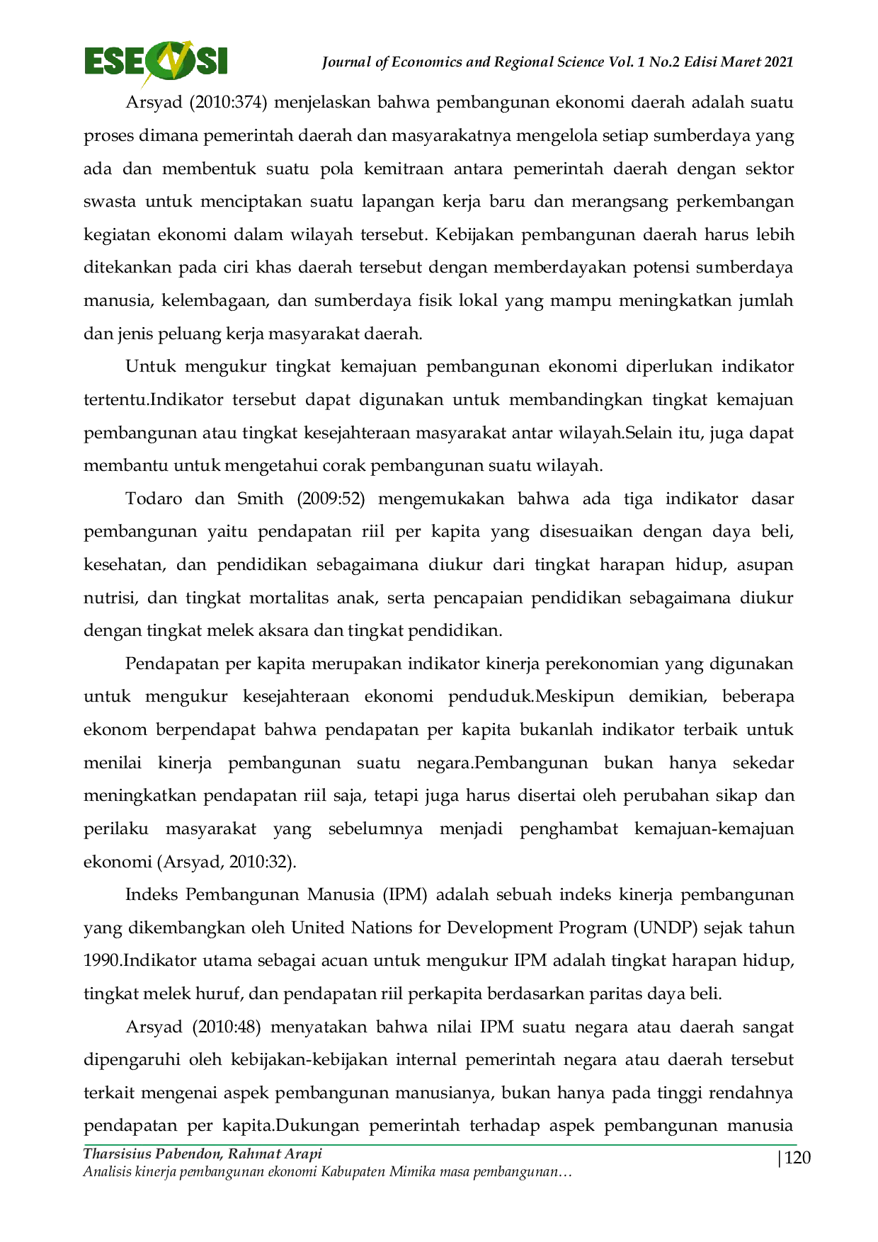 JURIS Analisis Kinerja Pembangunan Ekonomi Kabupaten Mimika Masa Pembangunan 2014 Sampai Dengan 2018