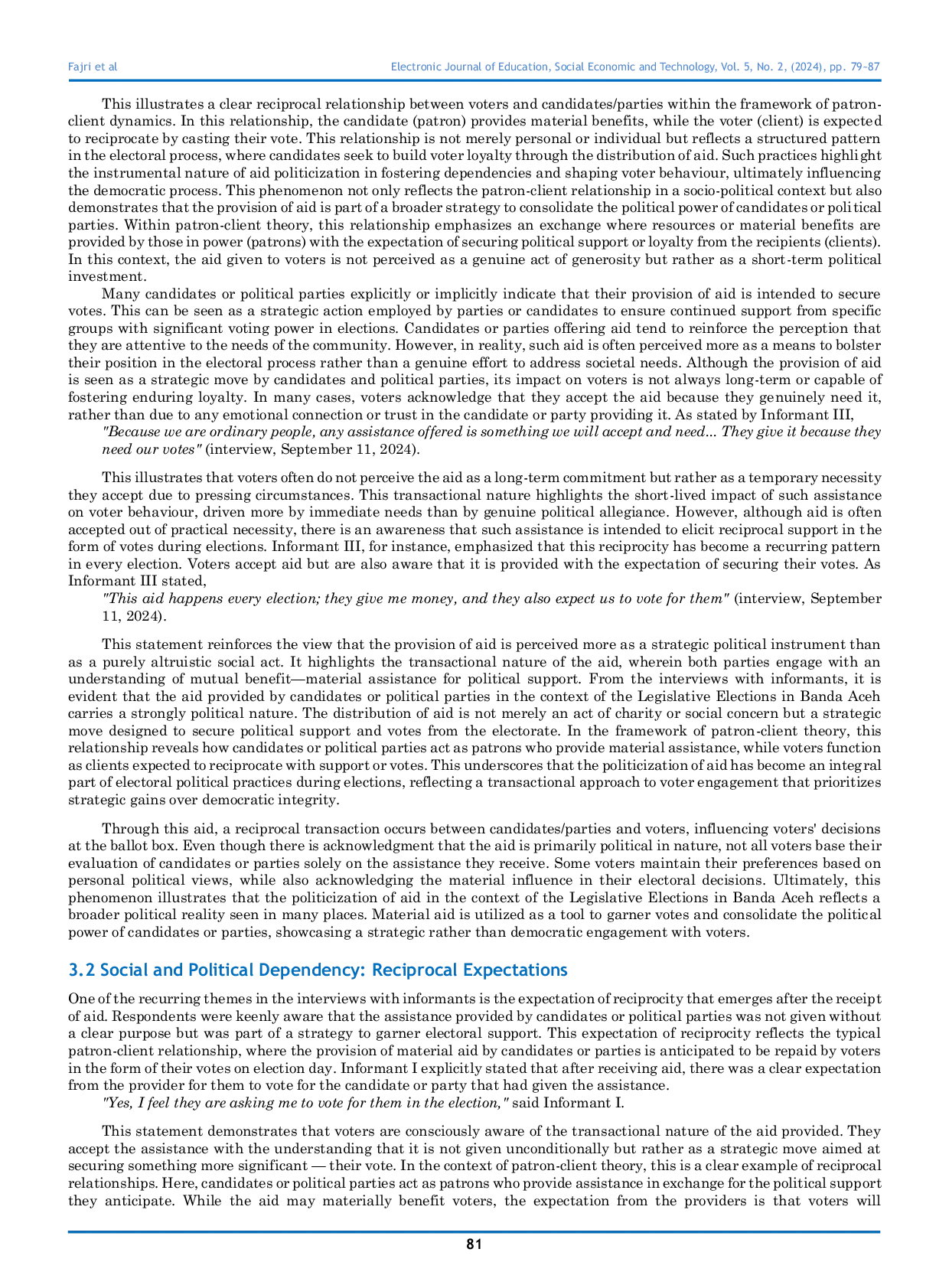 JURIS The Politicization Of Aid In The Electoral Process In Banda Aceh