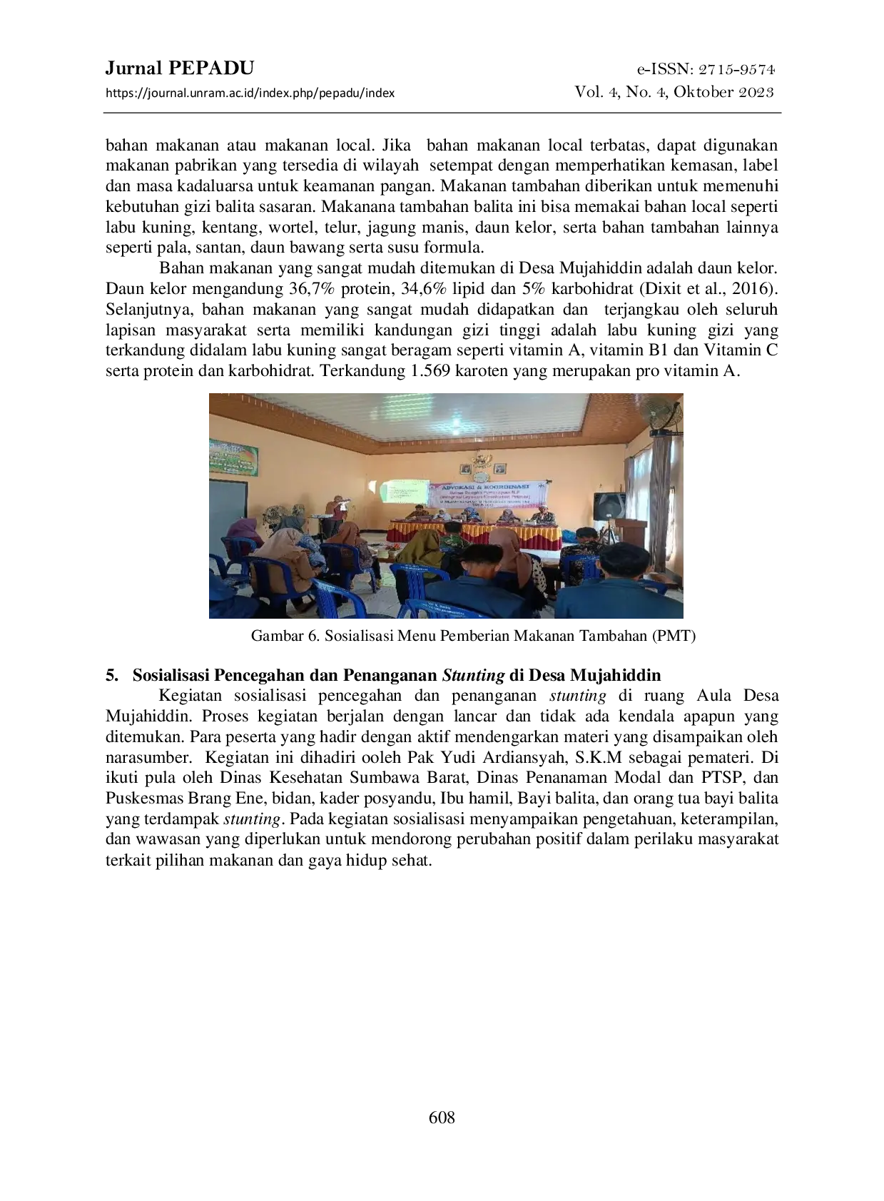 JURIS Pemberdayaan Masyarakat Dalam Pencegahan dan Penanganan Stunting di Desa Mujahiddin Kecamatan Brang Ene Kabupaten Sumbawa Barat