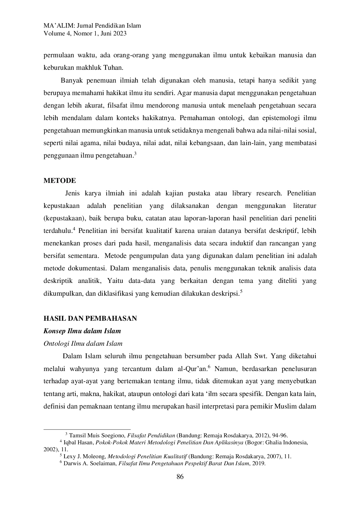 JURIS Ilmu dalam Perspektif Islam dan Barat Tinjauan Ontologi dan Epistemologi