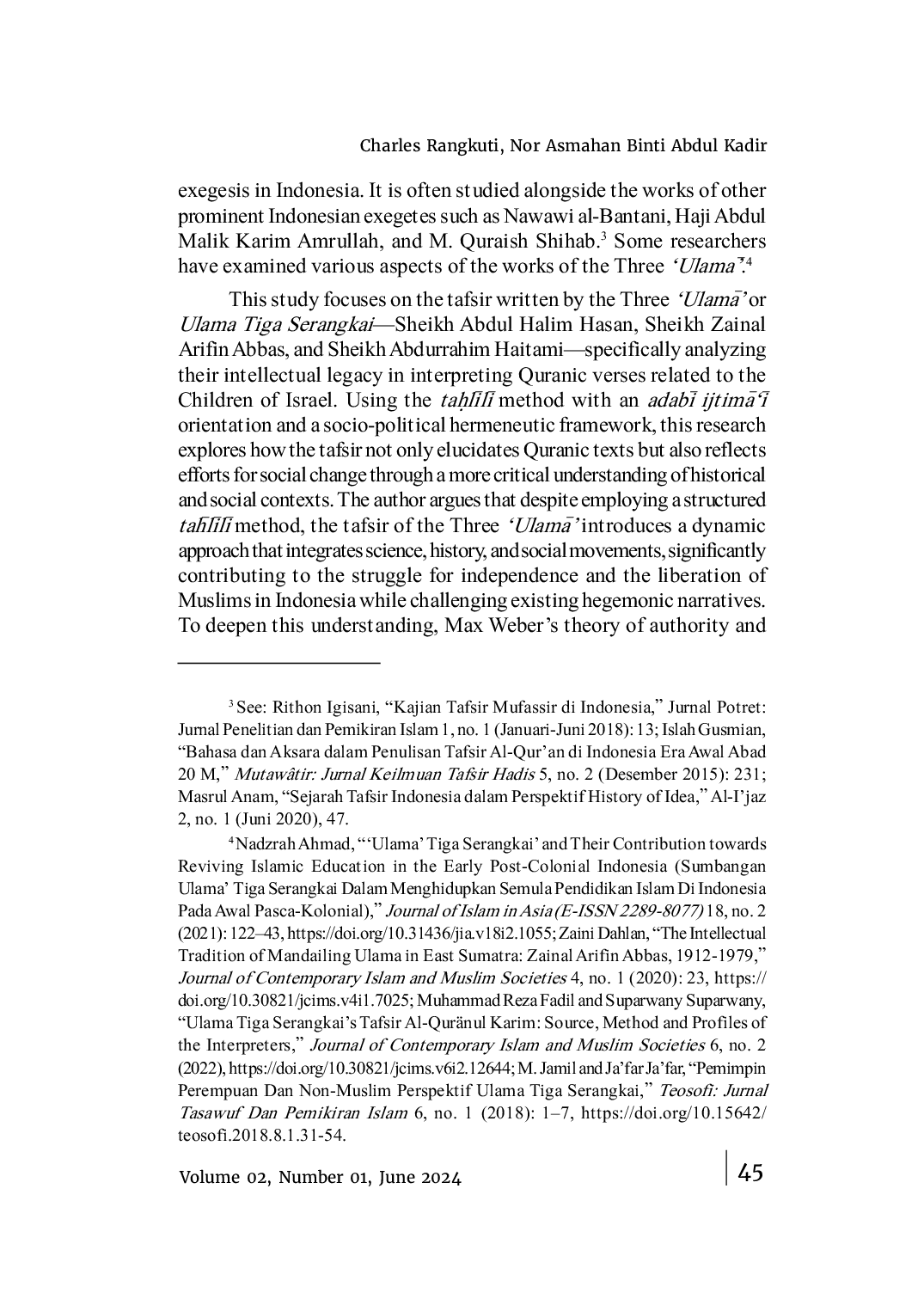 JURIS Mandailing Exegetes in Modern Indonesia A Review of Sheikh Abdul Halim Hasan s and His Disciples Thoughts on Bani Isra il