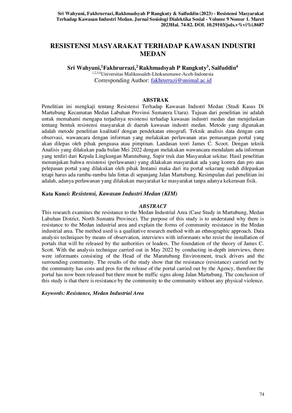 JURIS Resistensi Masyarakat Terhadap Kawasan Industri Medan
