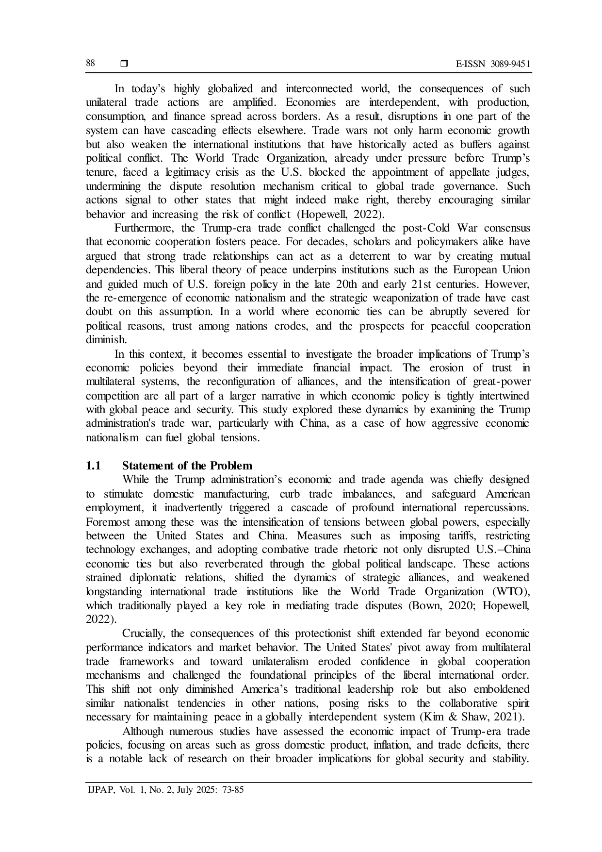 JURIS From Trade War to Global Tension Trump s Economic Policies and Sustainable Peace