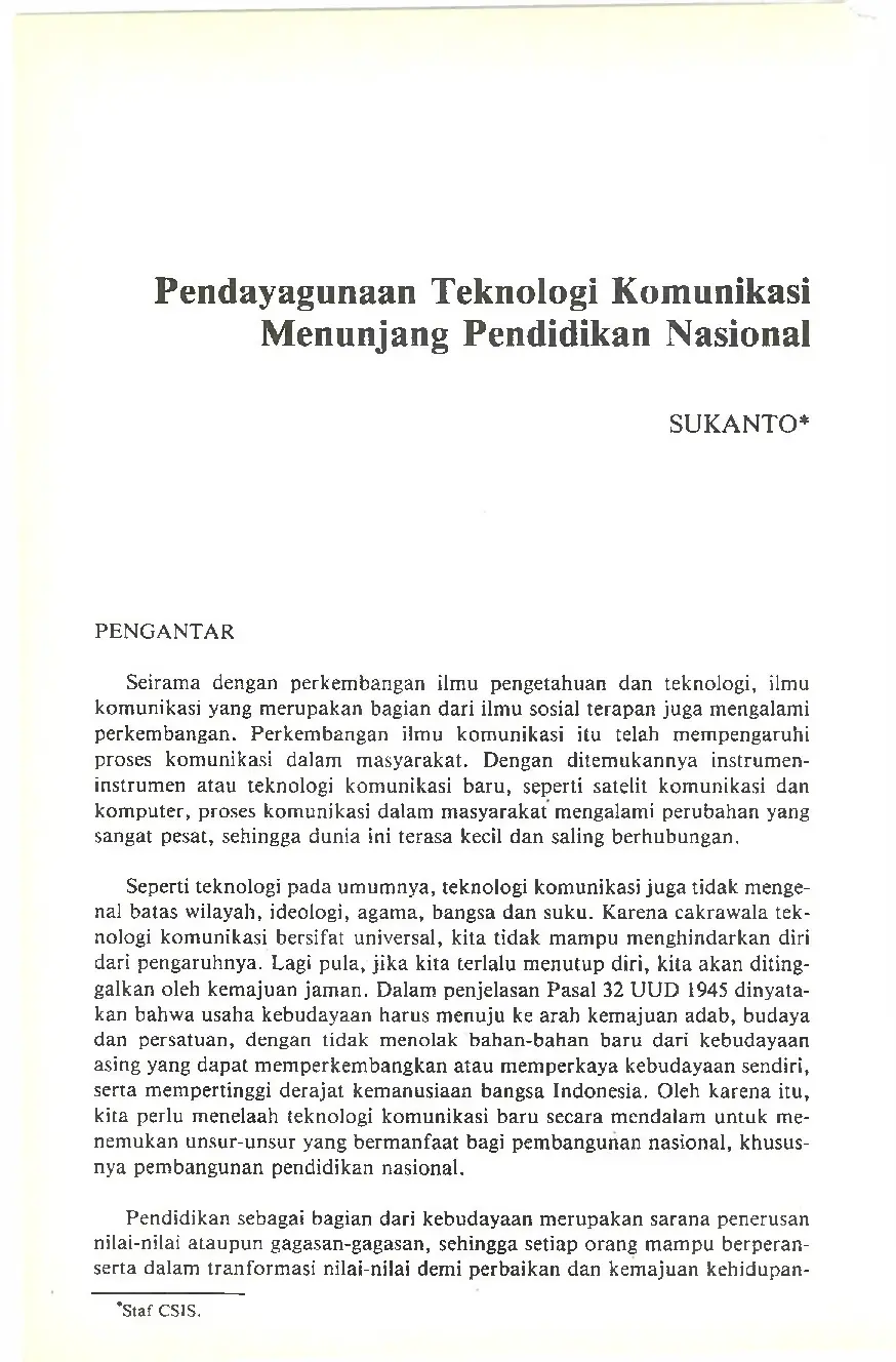 JURIS Pendayagunaan Teknologi Komunikasi Menunjang Pendidikan Nasional