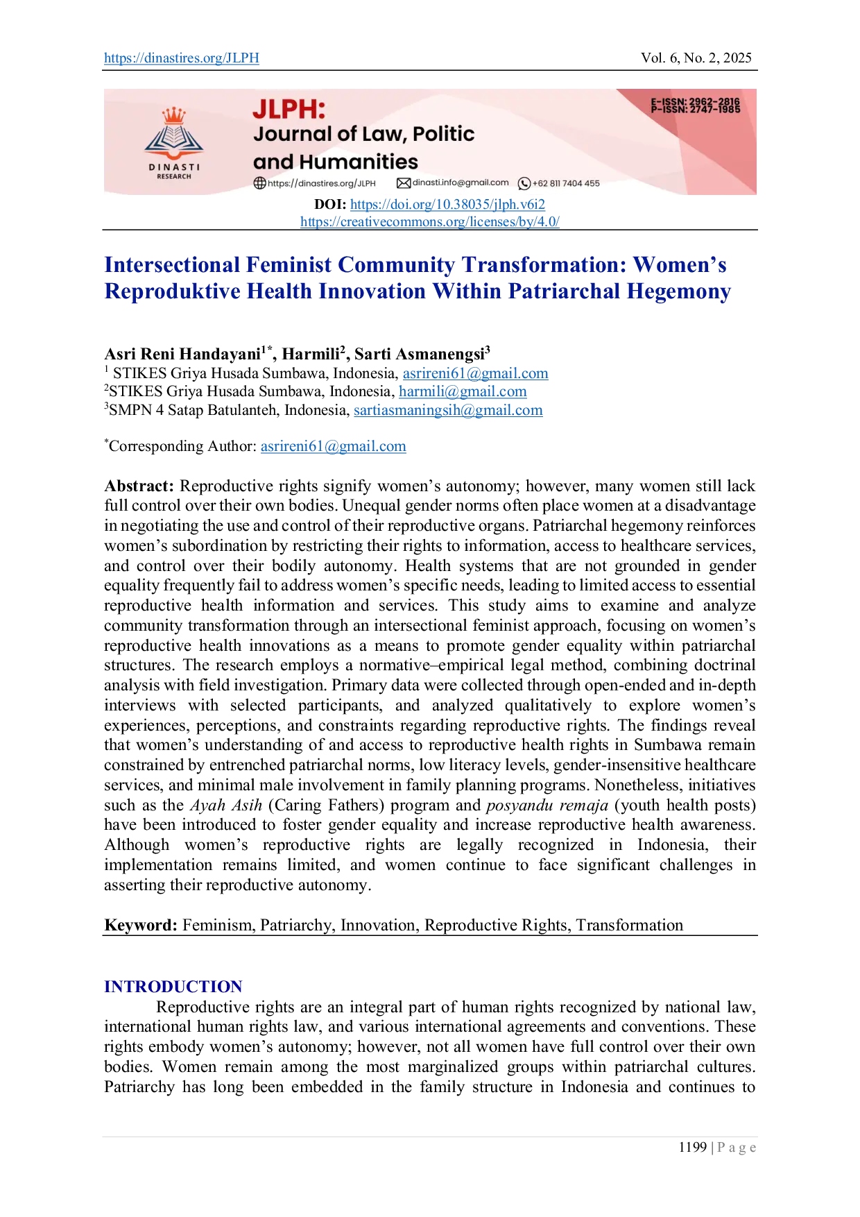 JURIS Intersectional Feminist Community Transformation Women s Reproduktive Health Innovation Within Patriarchal Hegemony