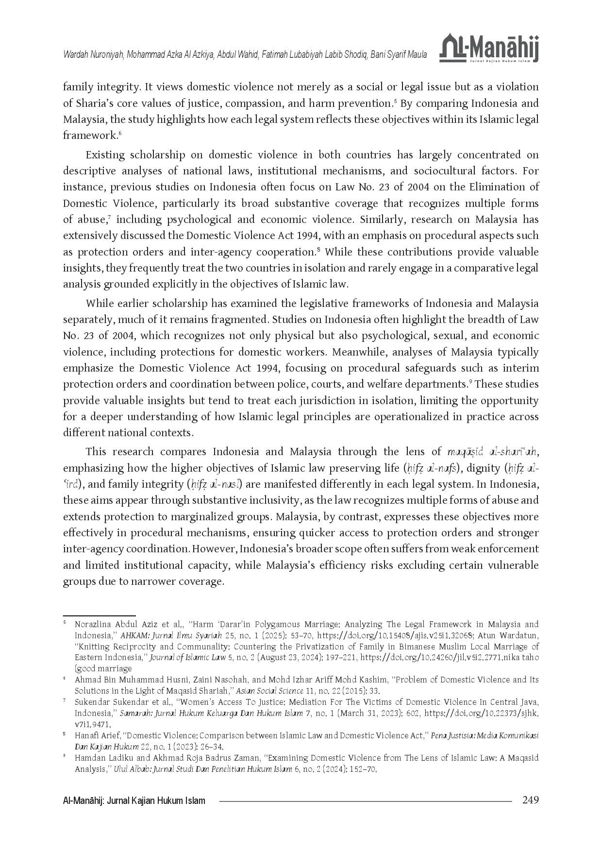 juris Assessing Indonesia and Malaysia s Legal Responsiveness to Domestic Violence Victims within Islamic Law Framework