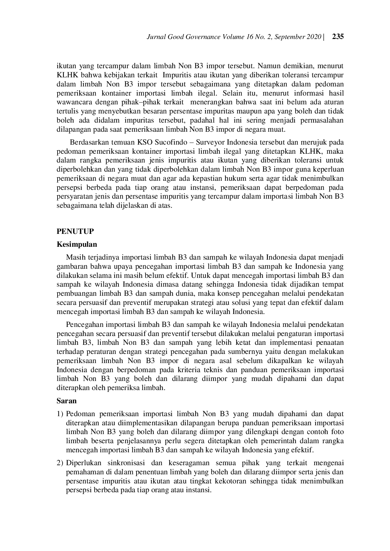 JURIS Pencegahan Importasi Limbah B3 Dan Sampah Ke Wilayah Indonesia