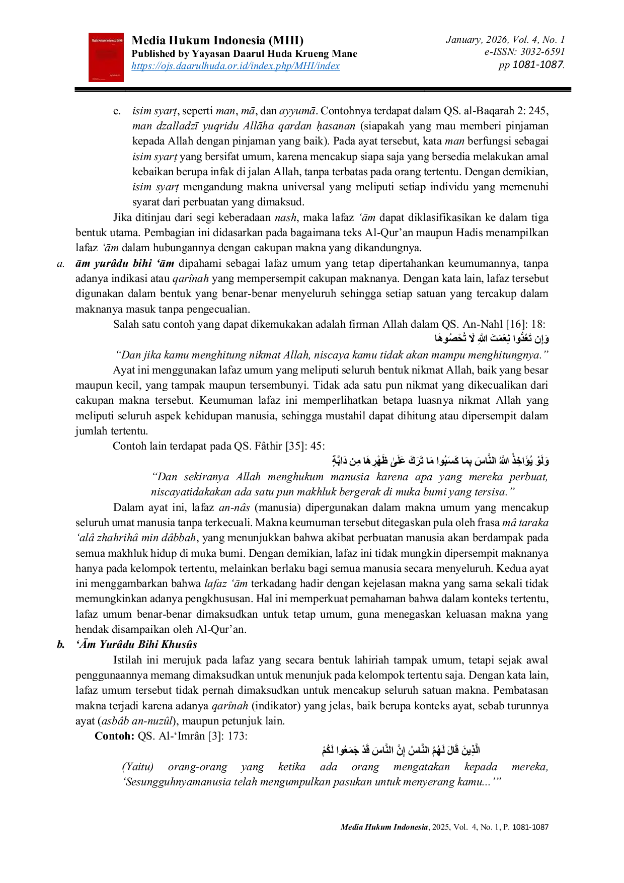 JURIS Analisis Penunjukan Makna dalam Ushul Fiqh Telaah atas Lafaz Amm dan Khash Beserta Aplikasi Nash dan Implikasi Hukumnya