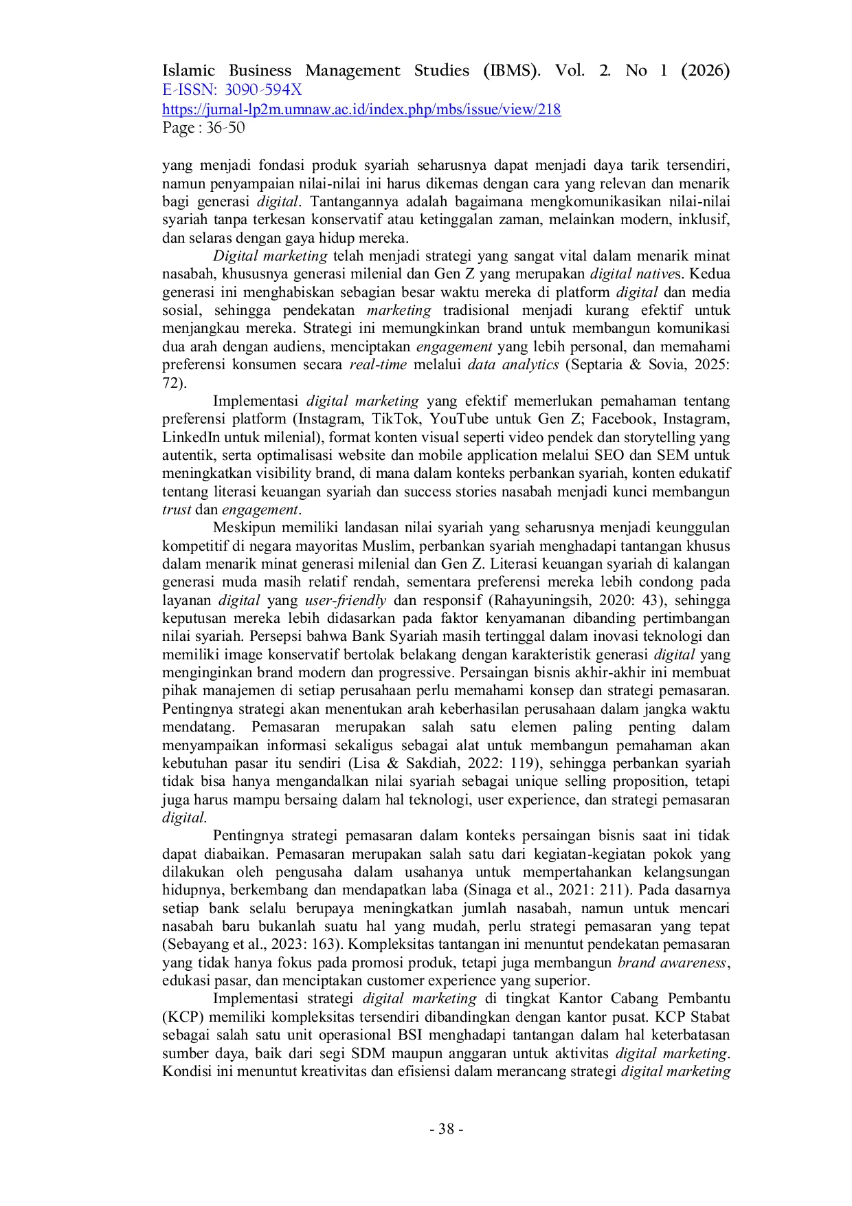 JURIS STRATEGI DIGITAL MARKETING PT BANK SYARIAH INDONESIA Tbk KCP STABAT DALAM MENARIK NASABAH GENERASI MILENIAL DAN GEN Z
