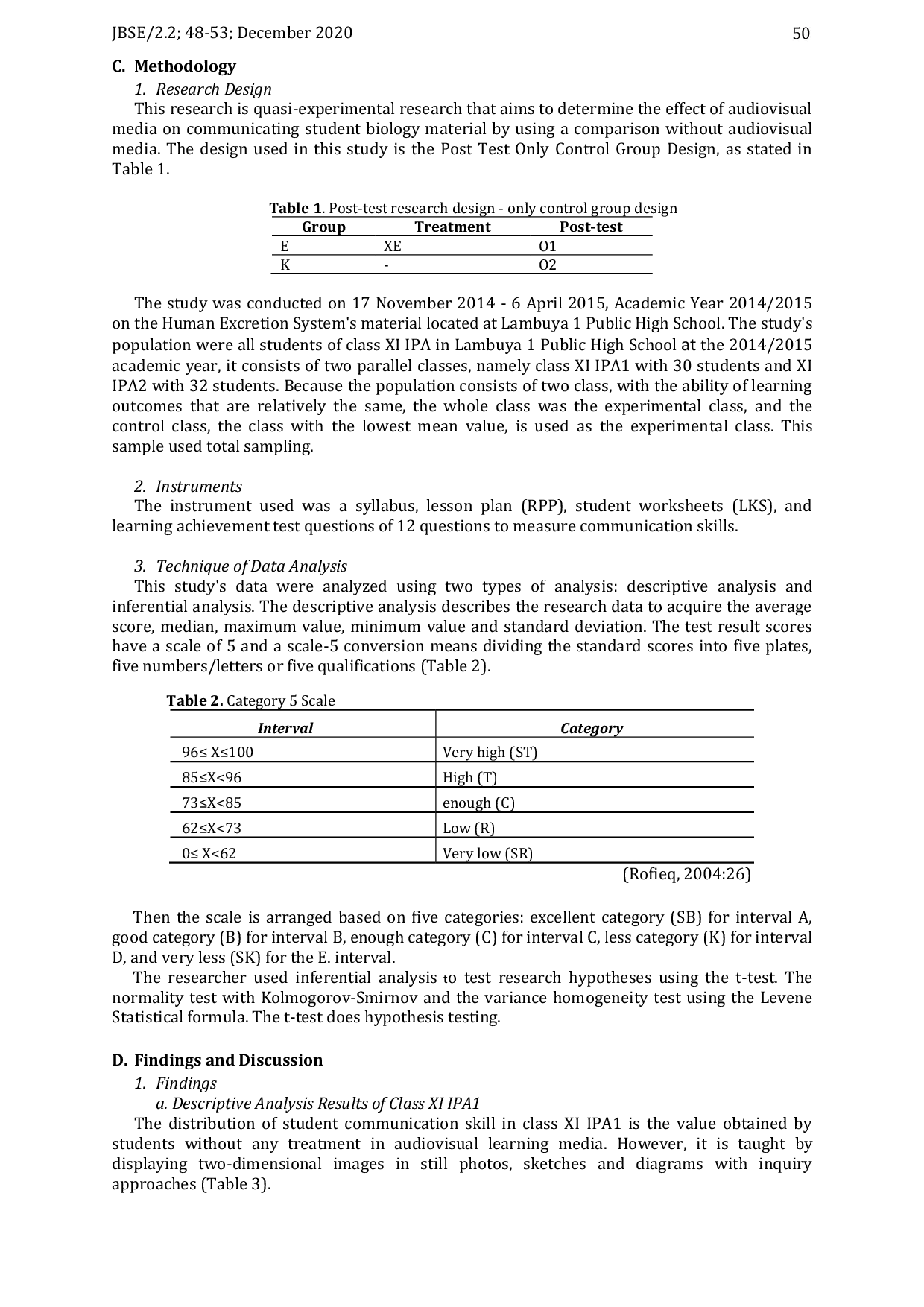 JURIS The Effect of Inquiry Based Audiovisual Media on The Communication Skills of Biology Students