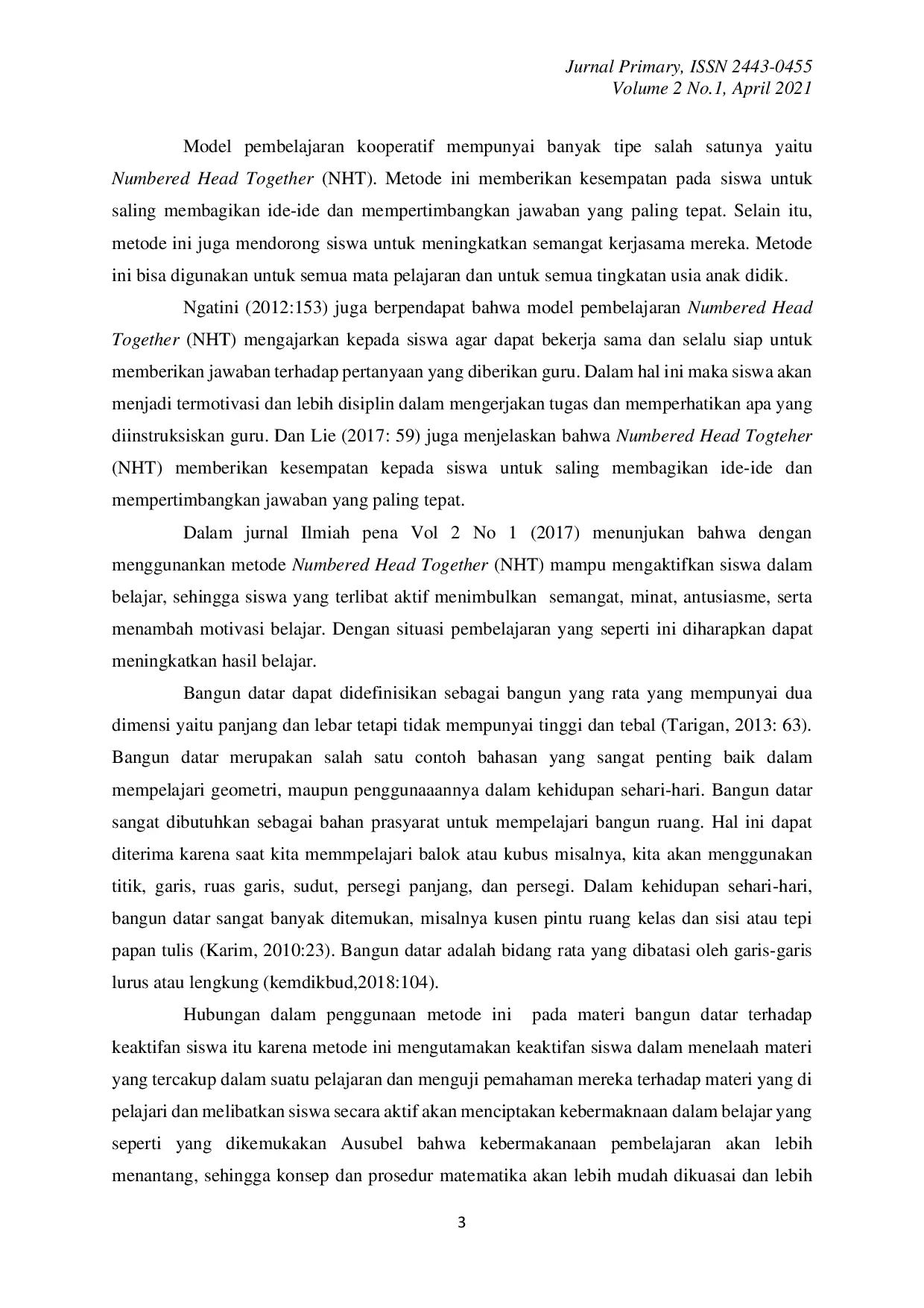 JURIS Pengaruh Metode Nht Dengan Pendekatan Saintifik Pada Subtema Hidup Bersih Dan Sehat Di Rumah Terhadap Hasil Dan Keaktifan Belajar Siswa Kelas Ii Sekolah Dasar