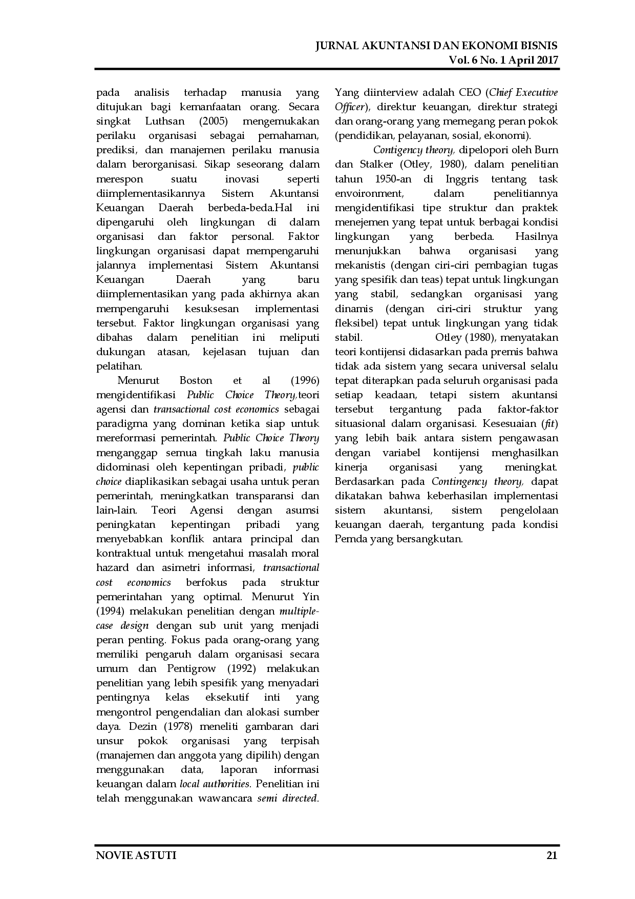 juris Pengaruh Kepelakuan Organisasi Terhadap Kegunaan Sistem Akuntansi Keuangan Daerah Di Pemerintah Kota Kediri