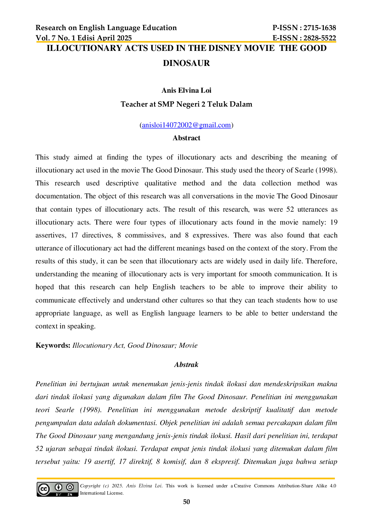 JURIS Illocutionary Acts Used in the Disney Movie The Good Dinosaur