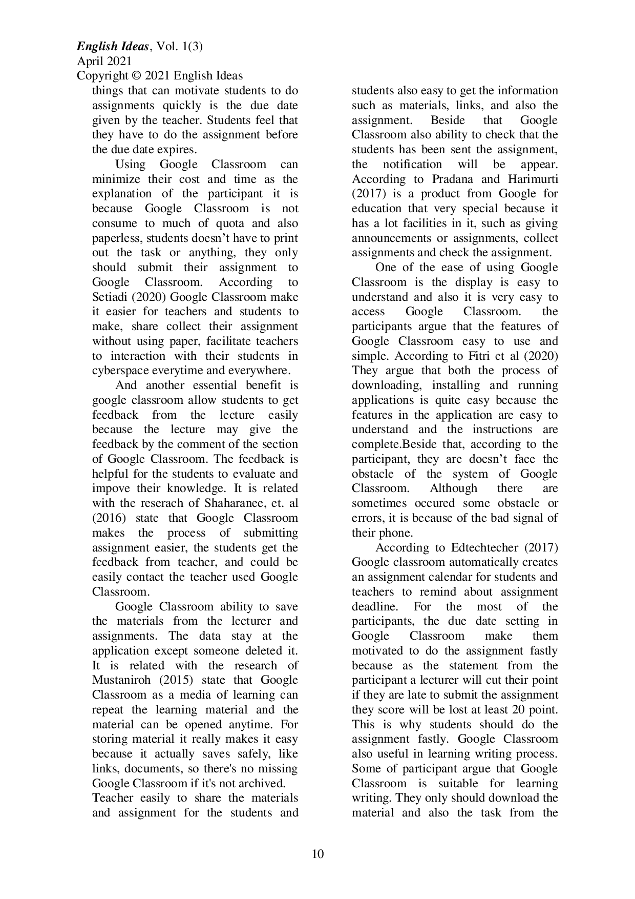 JURIS EFL Students Perception Toward Google Classroom Mediated Essay Writing