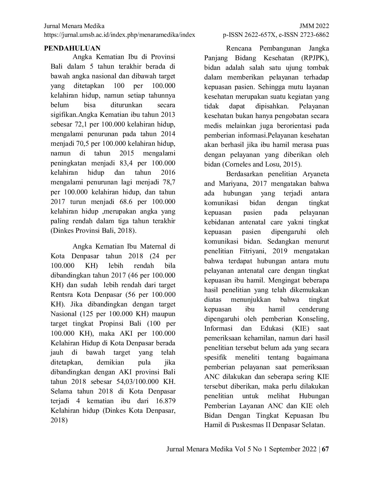 JURIS Hubungan Pemberian Layanan ANC Dan KIE Oleh Bidan Dengan Tingkat Kepuasan Ibu Hamil