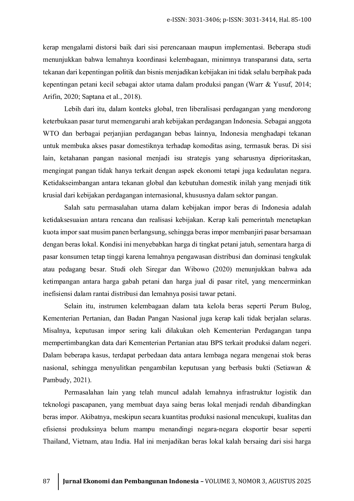 JURIS Analisis Pengaruh Harga Gabah Impor dan Produksi terhadap Kesejahteraan Petani Studi Kasus NTP di Indonesia